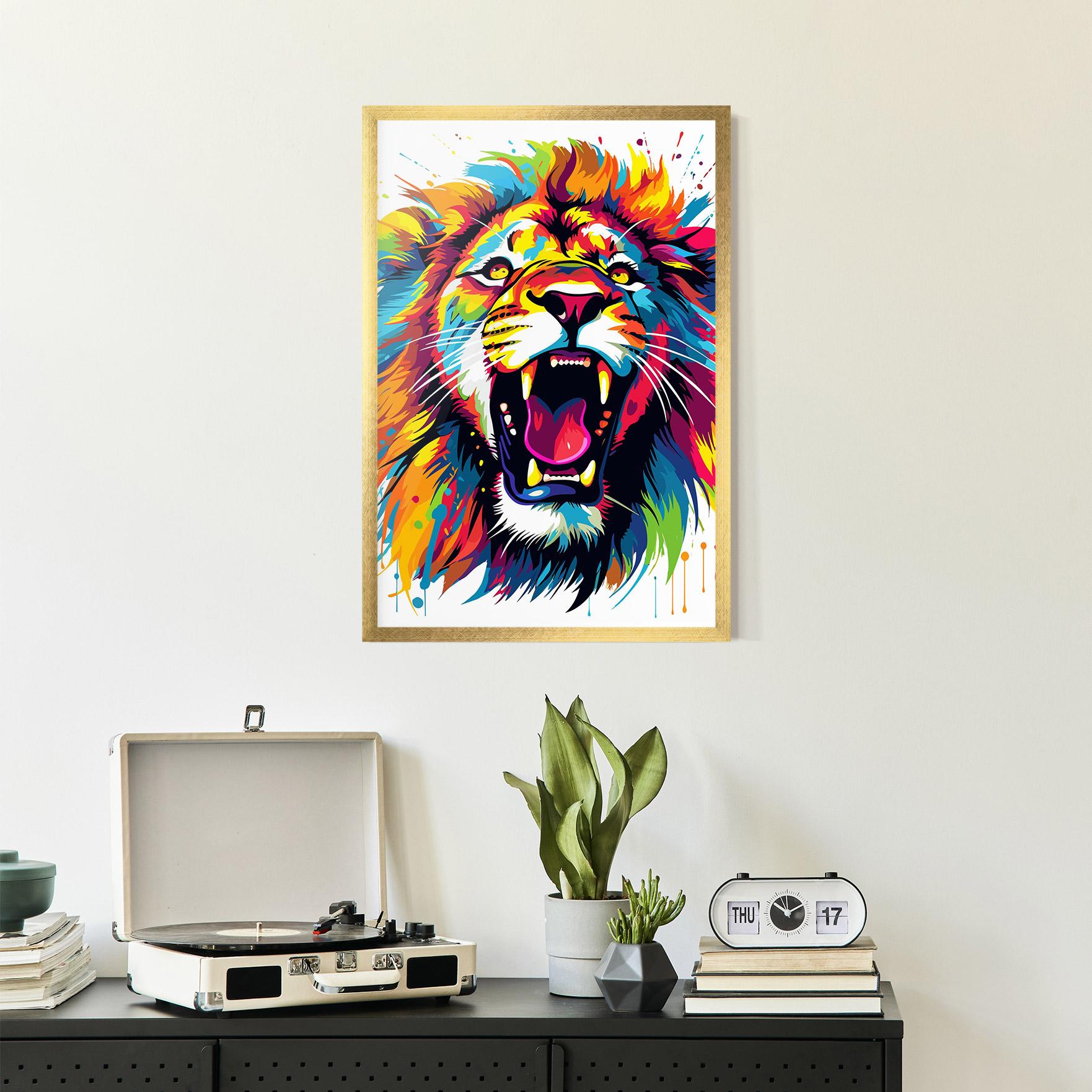 Keretezett Poszter Angry Lion Mix mockup 2