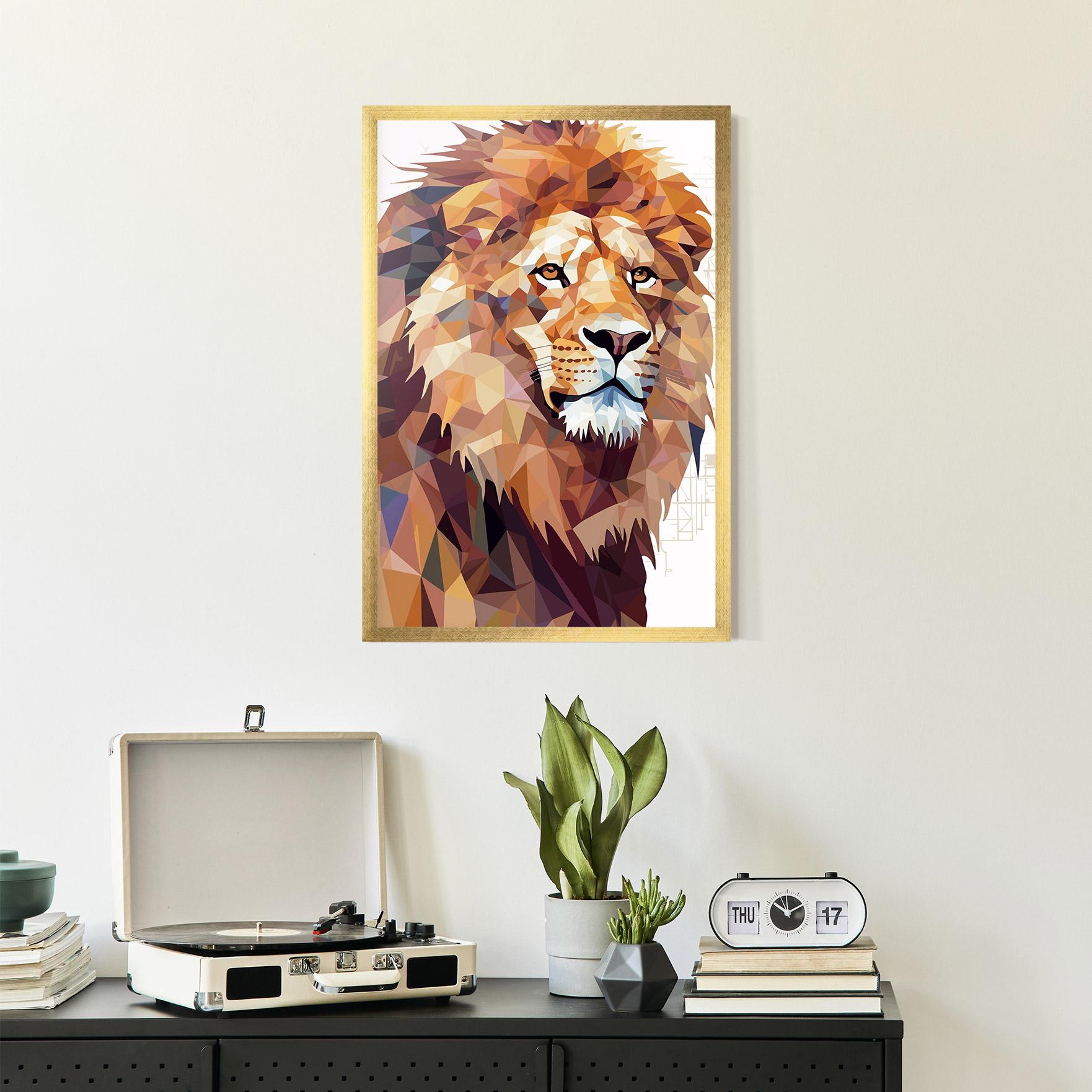 Keretezett Poszter Artistic Lion Head mockup 2