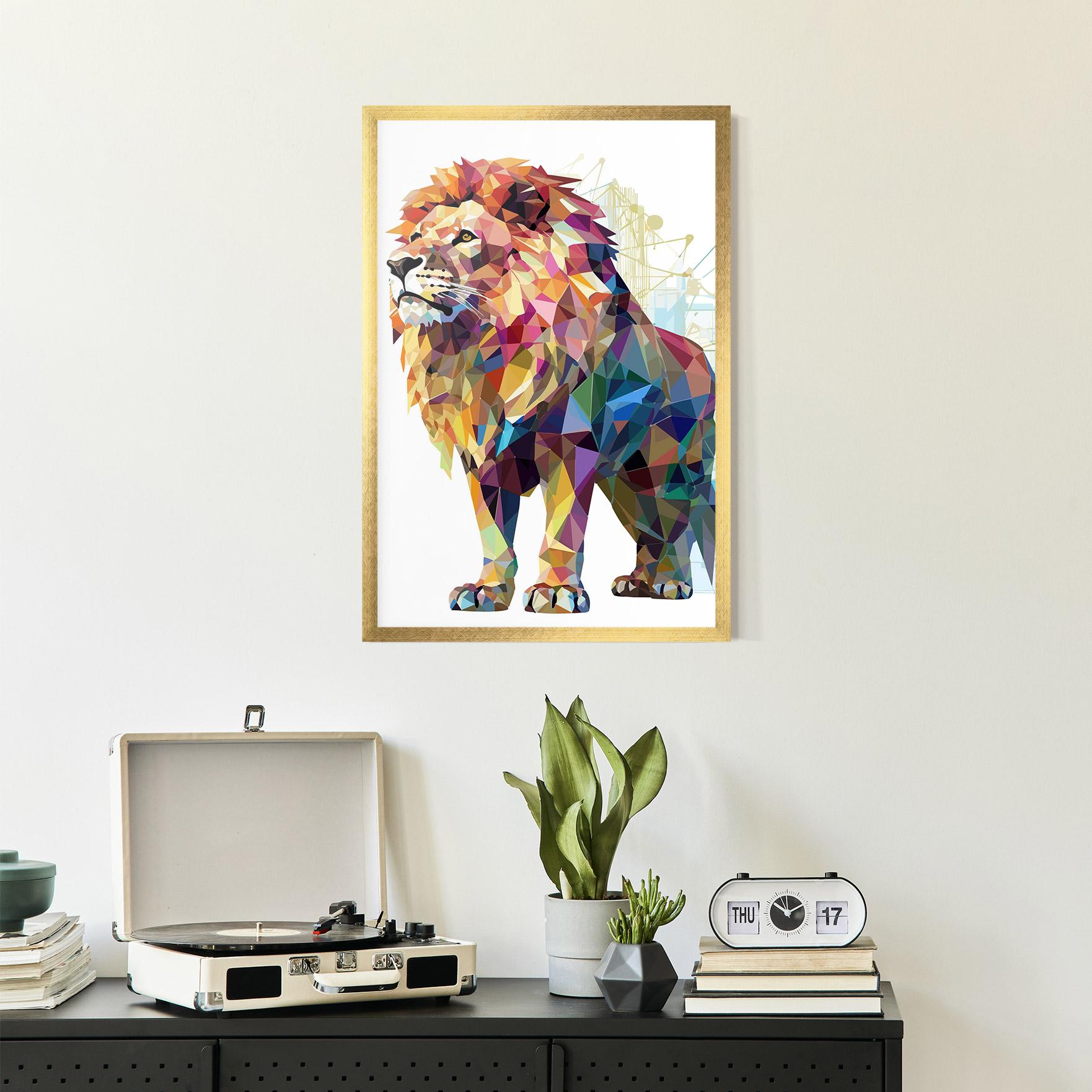 Keretezett Poszter Artistic Lion mockup 2