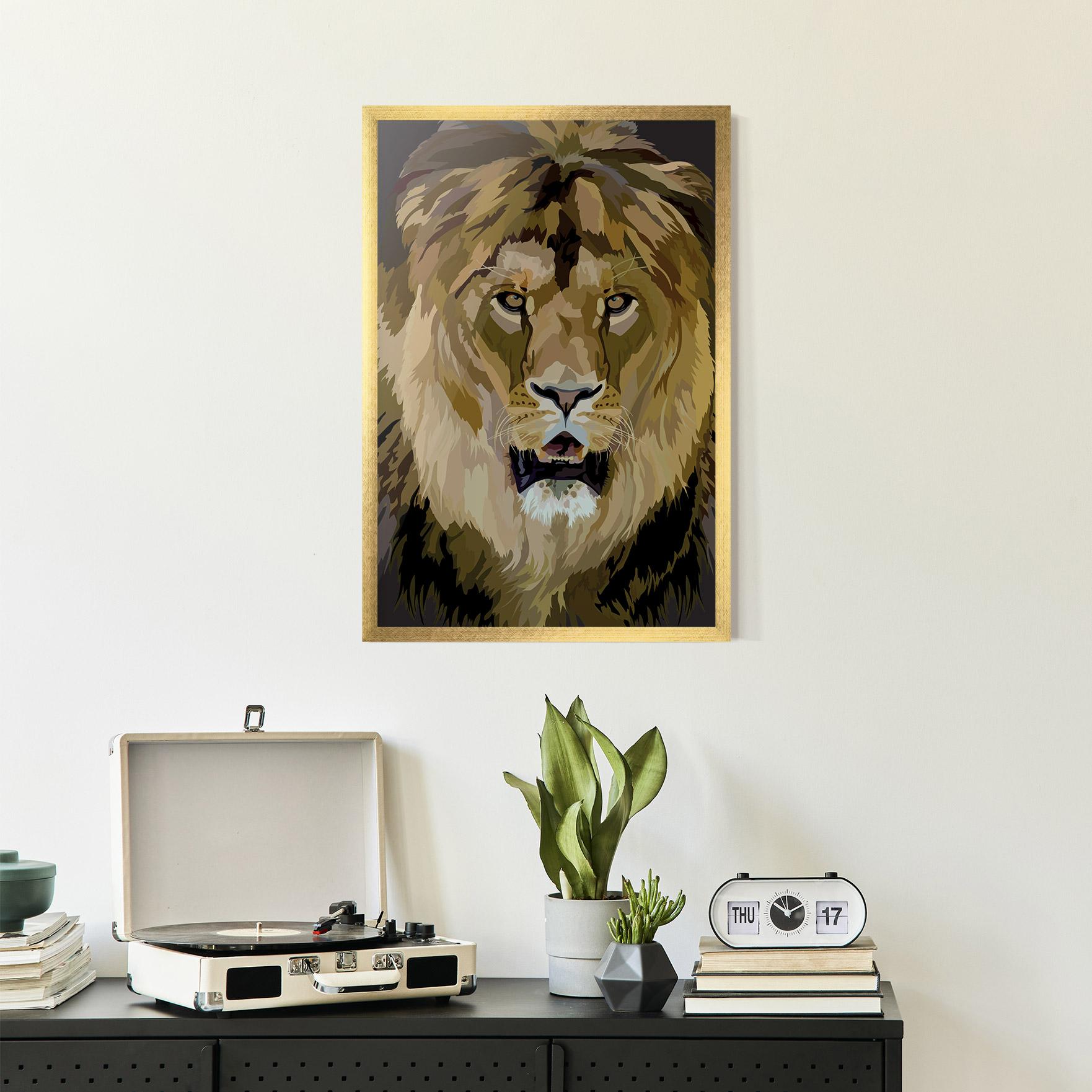 Keretezett Poszter Beautiful Lion Art mockup 2
