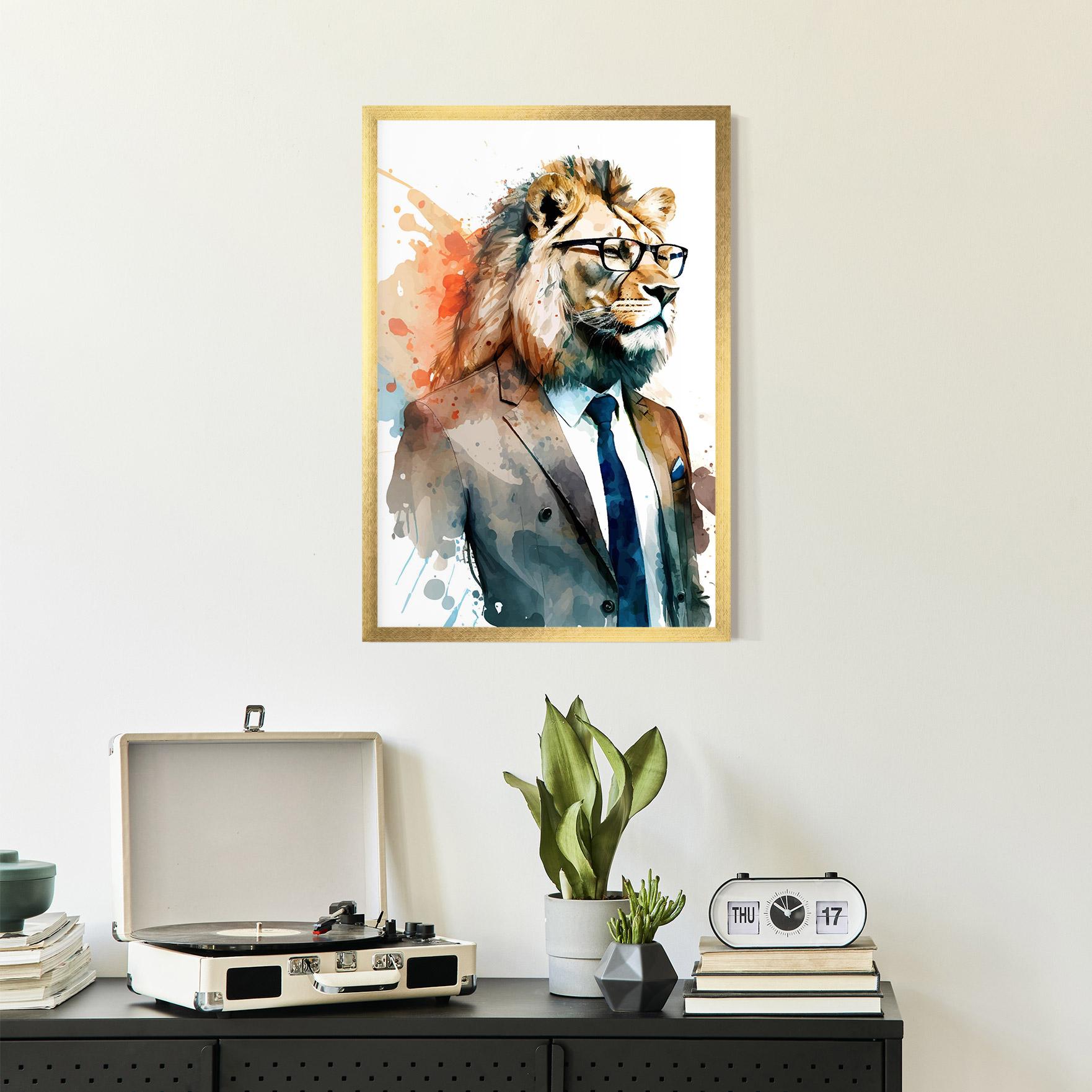 Keretezett Poszter Brown Suit Lion mockup 2