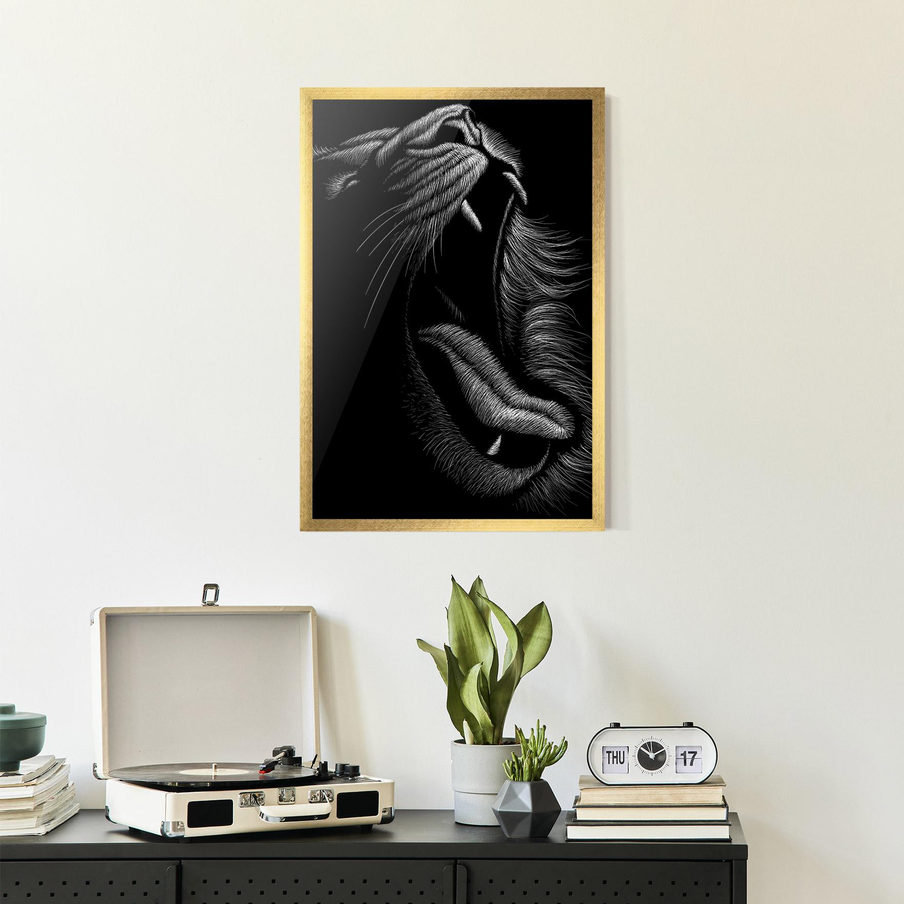 Keretezett Poszter Lion Bite Line mockup 2