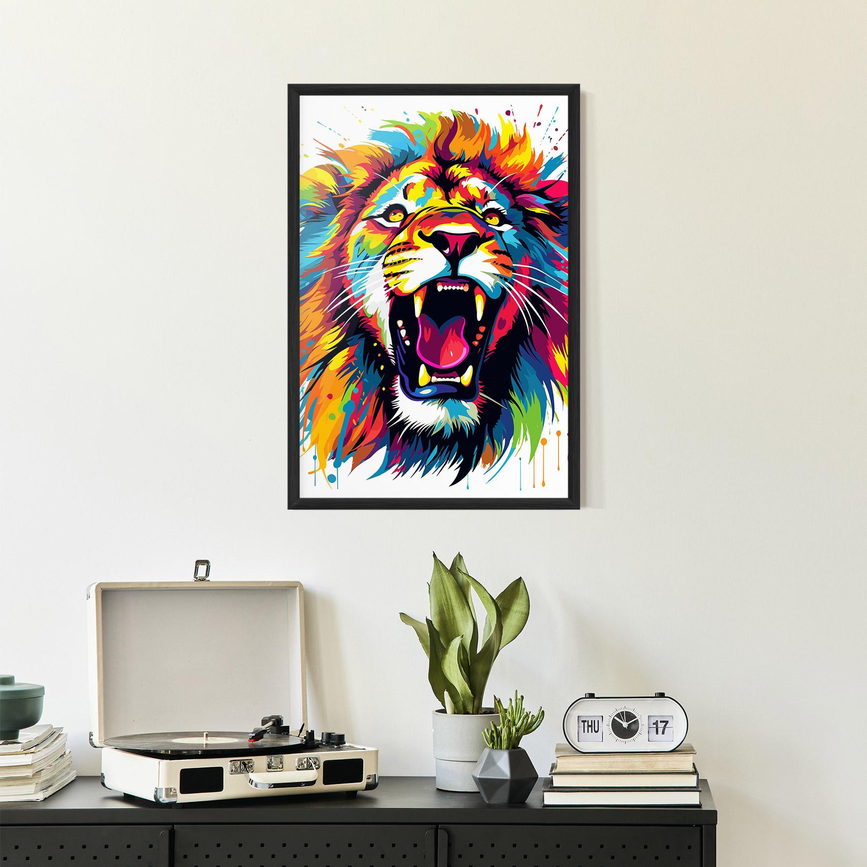 Keretezett Poszter Angry Lion Mix mockup 2