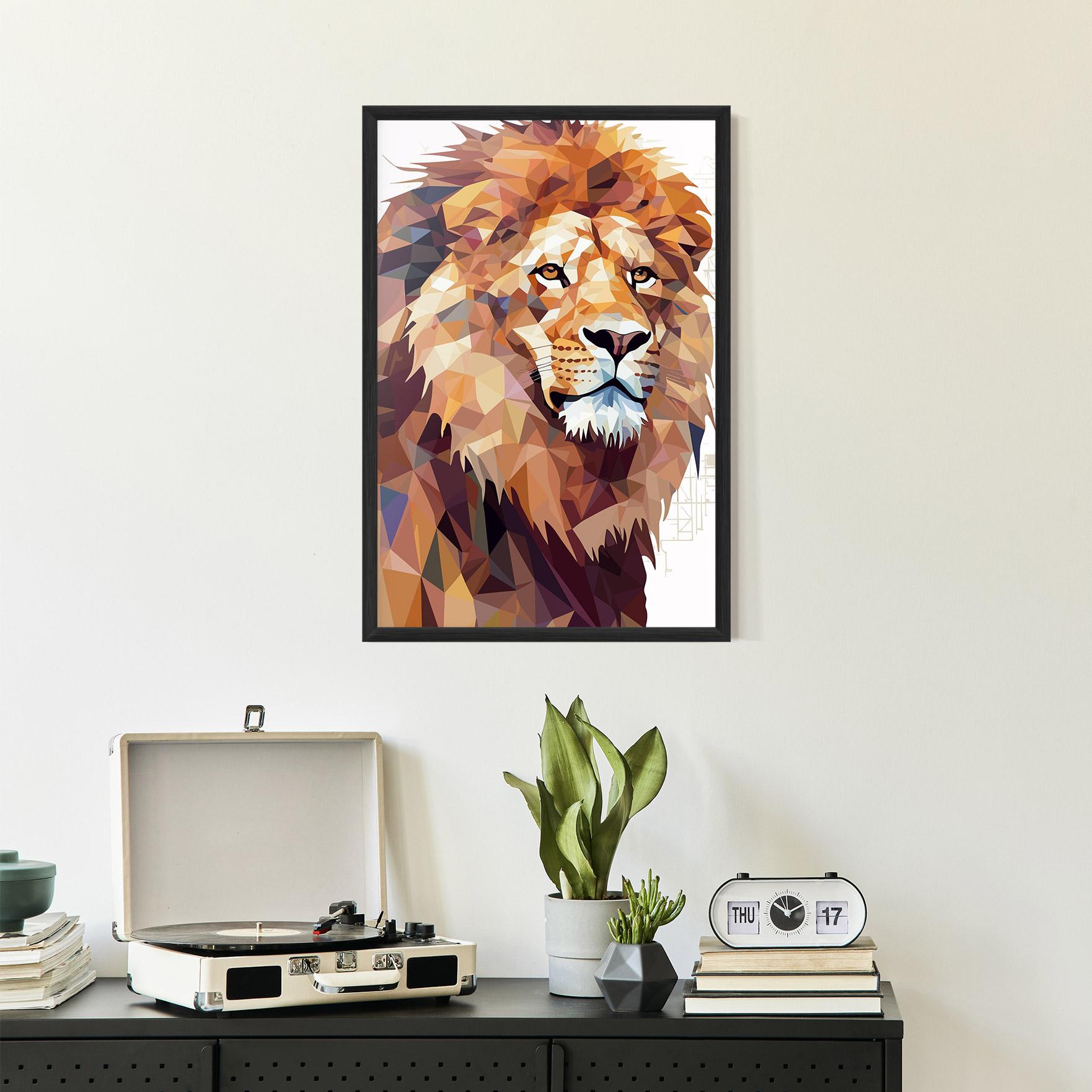 Keretezett Poszter Artistic Lion Head mockup 2