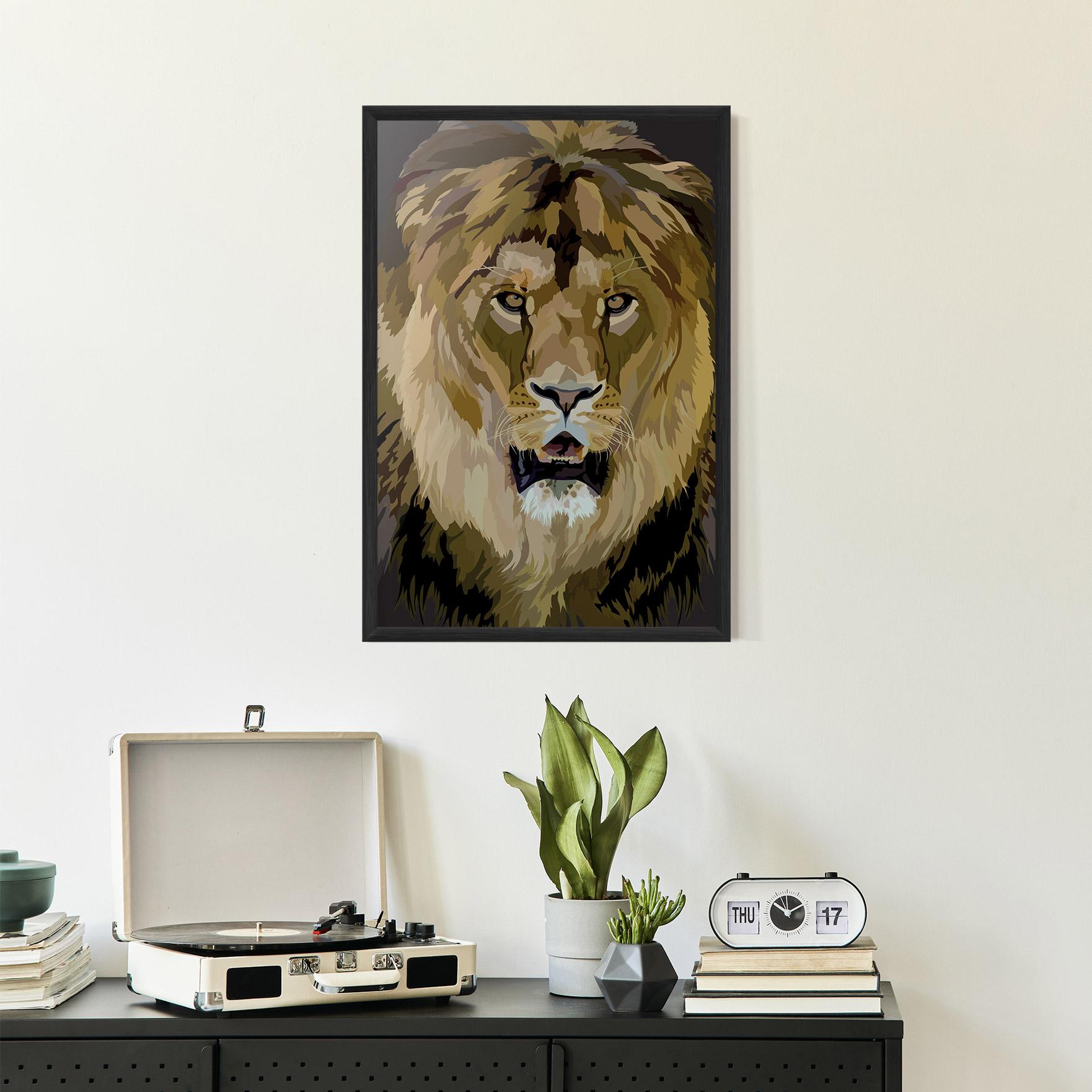 Keretezett Poszter Beautiful Lion Art mockup 2