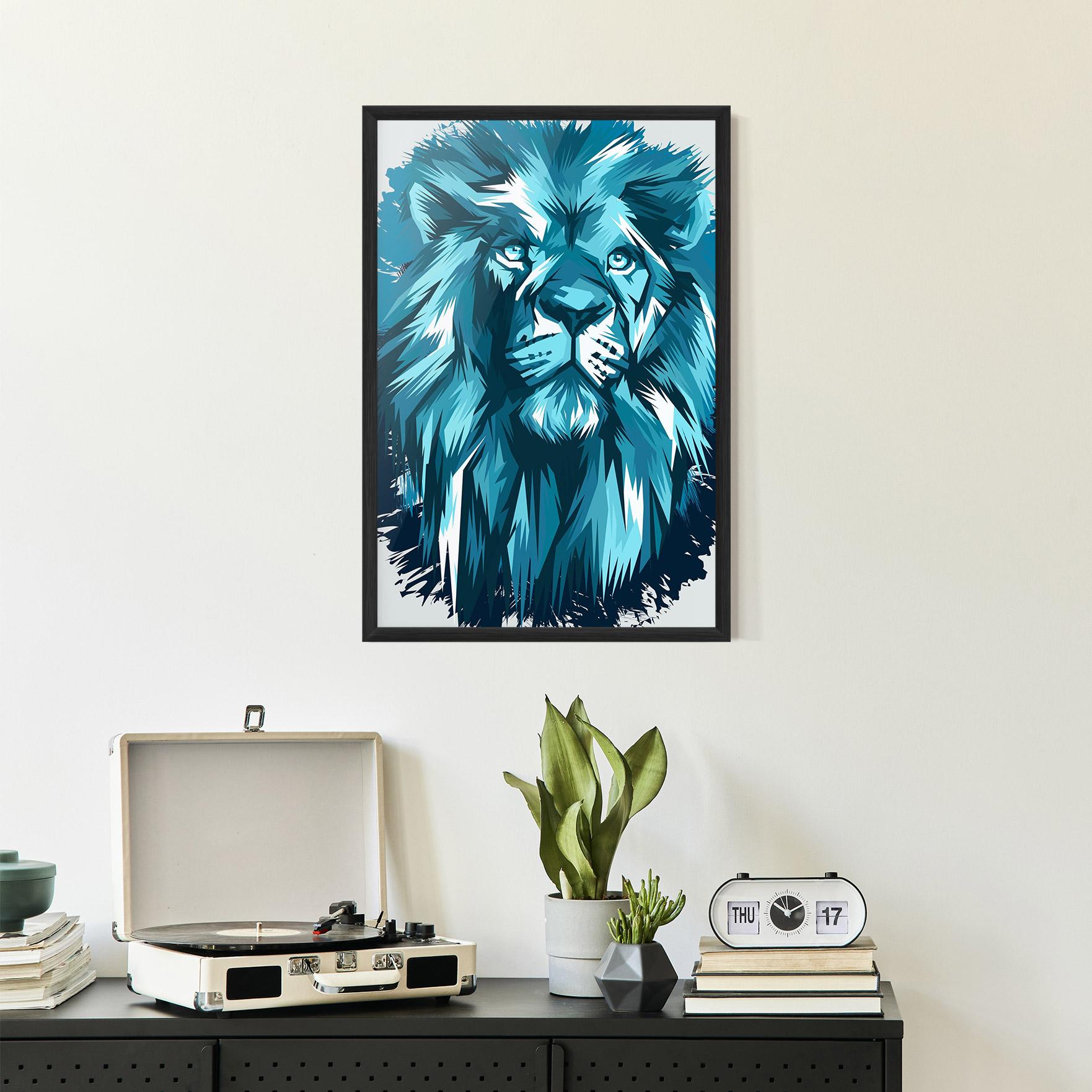 Keretezett Poszter Blue Lion Head mockup 2