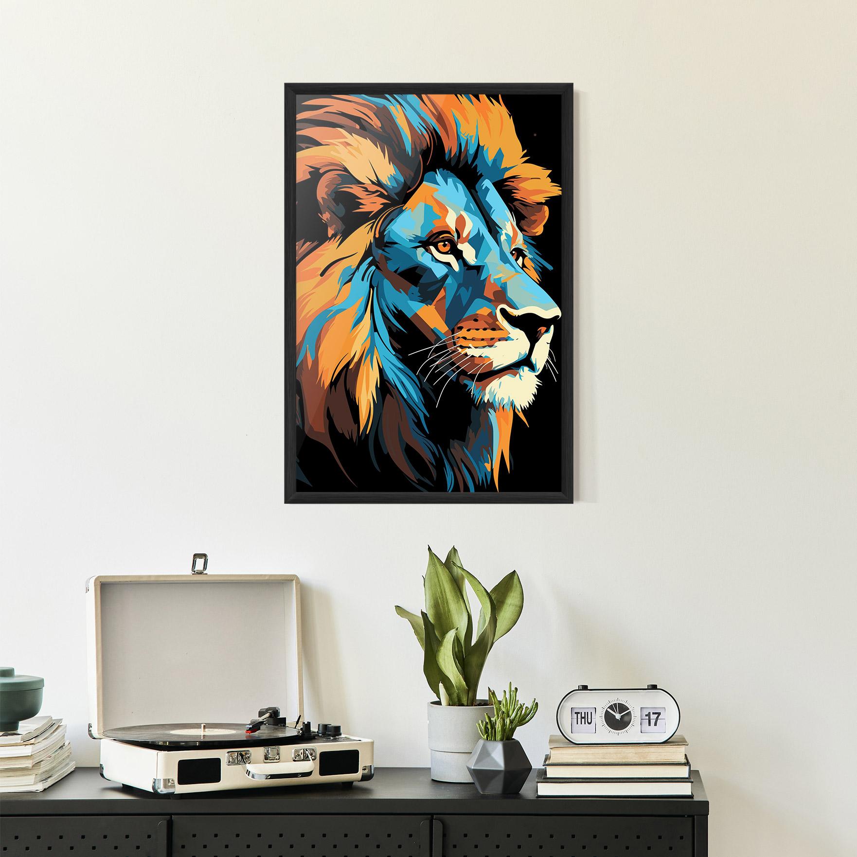 Keretezett Poszter Blue Yellow Lion mockup 2