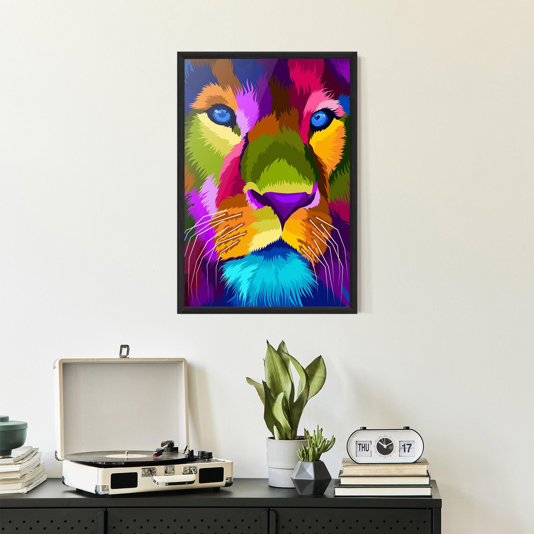 Keretezett Poszter Color Lion Close Up mockup 2