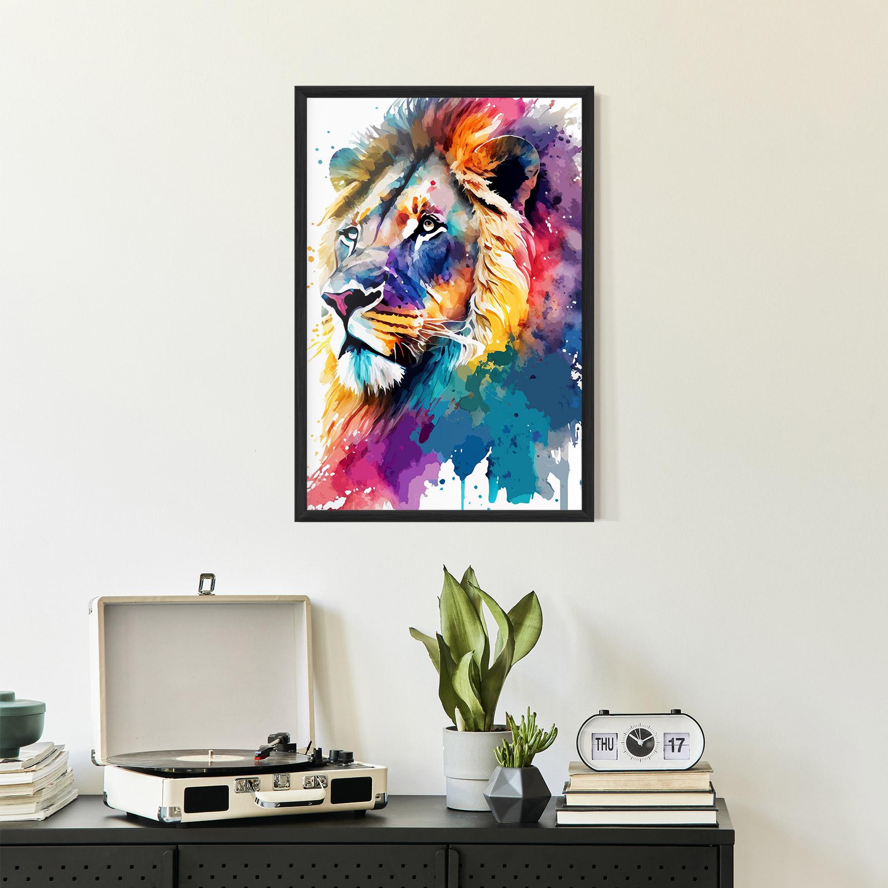 Keretezett Poszter Vibrant Color Lion mockup 2