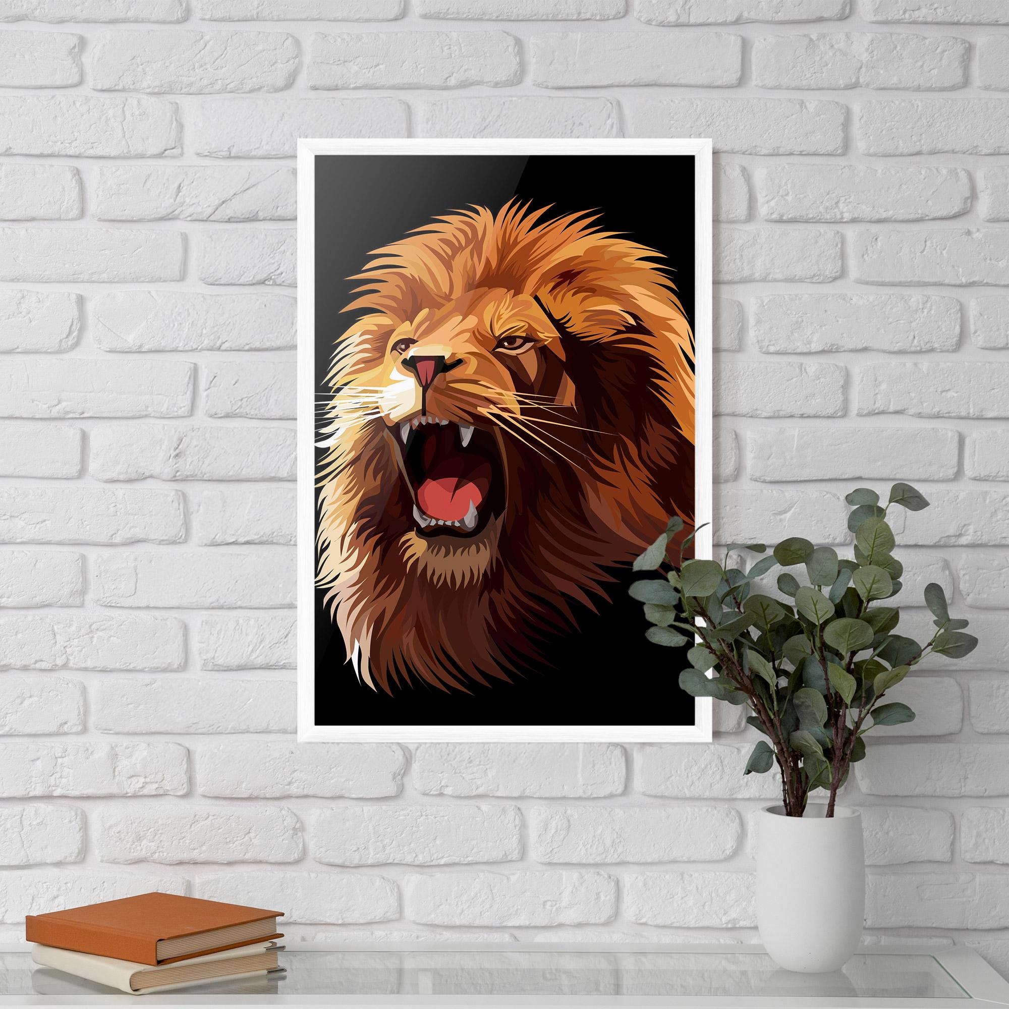 Keretezett Poszter Angry Lion Head mockup 5