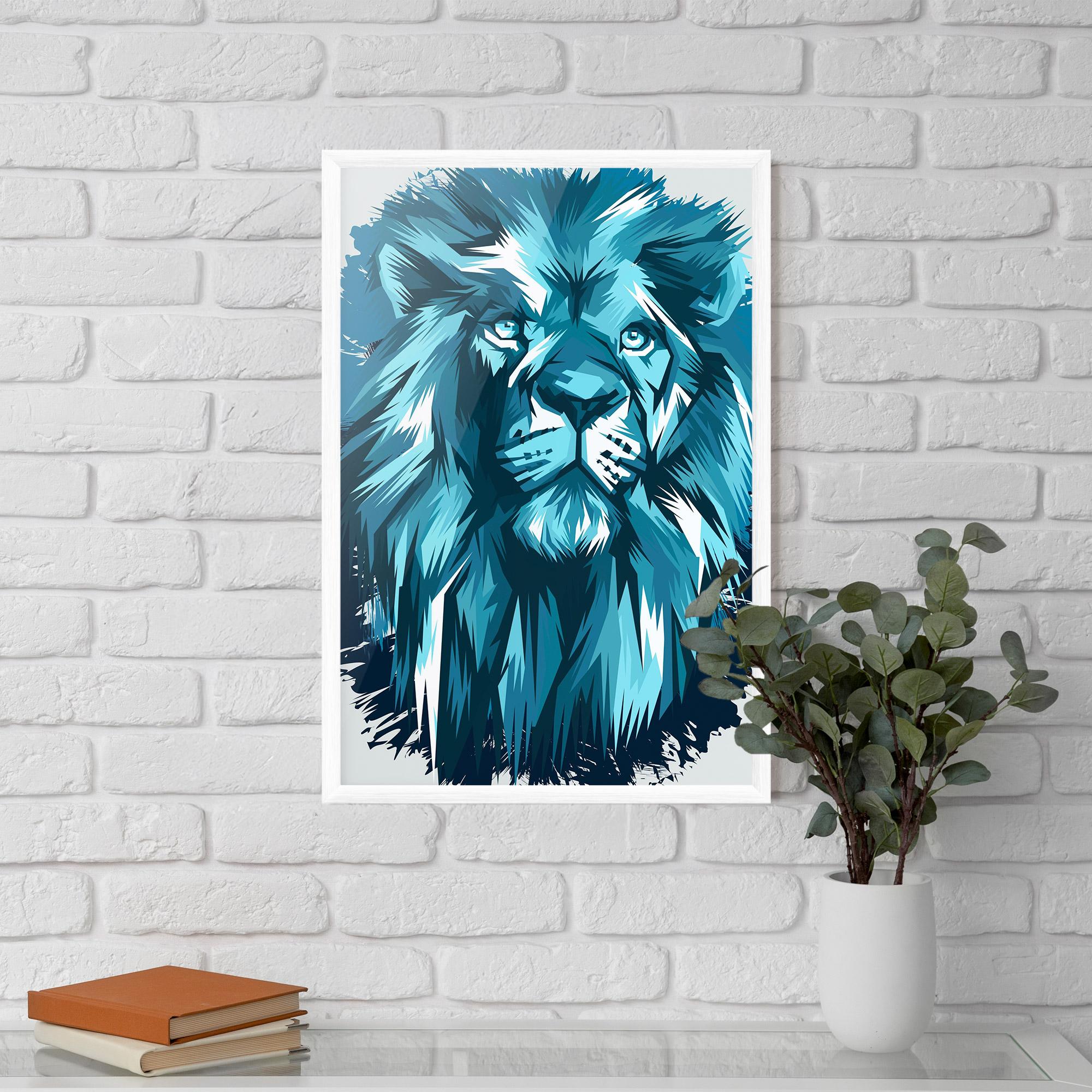 Keretezett Poszter Blue Lion Head mockup 5