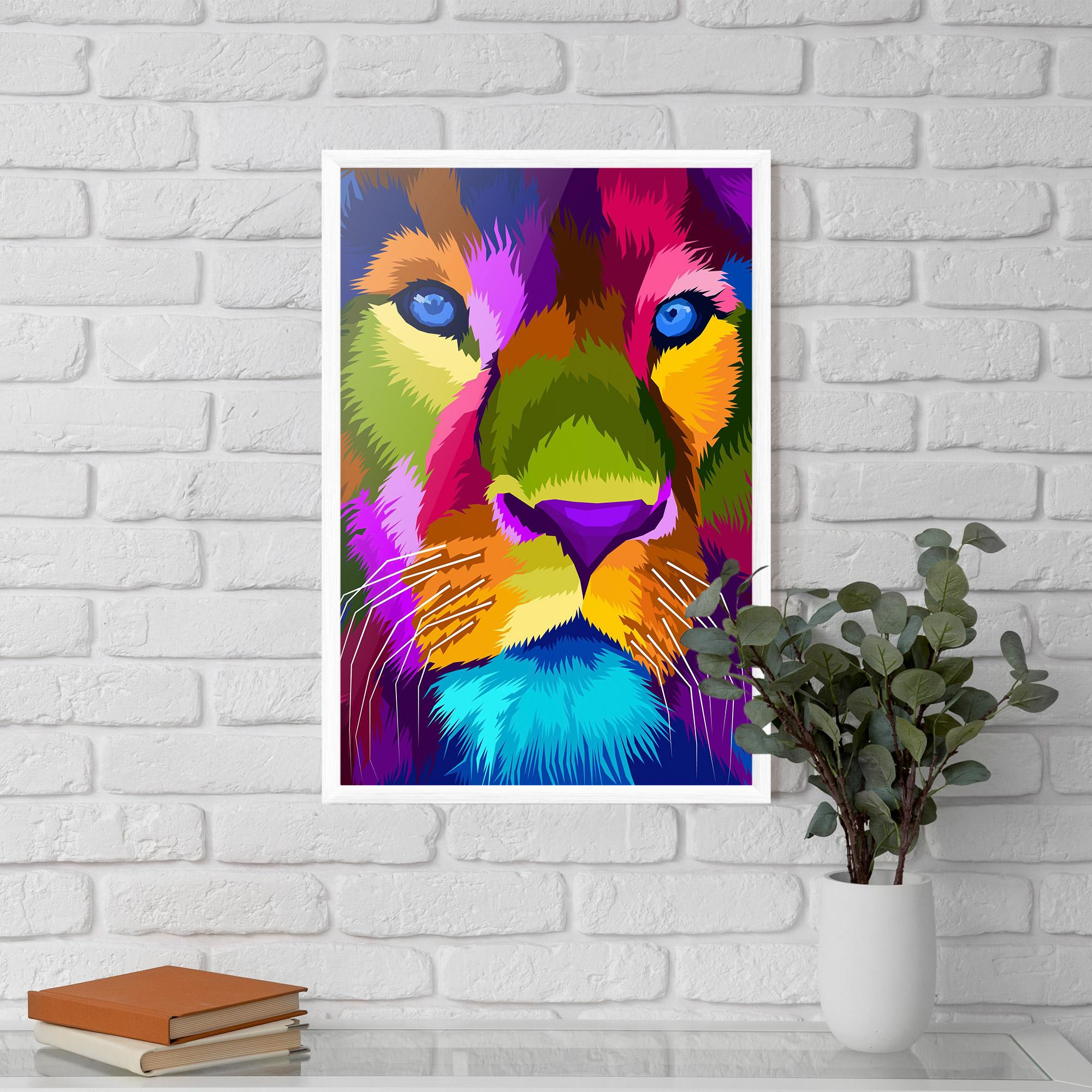 Keretezett Poszter Color Lion Close Up mockup 5