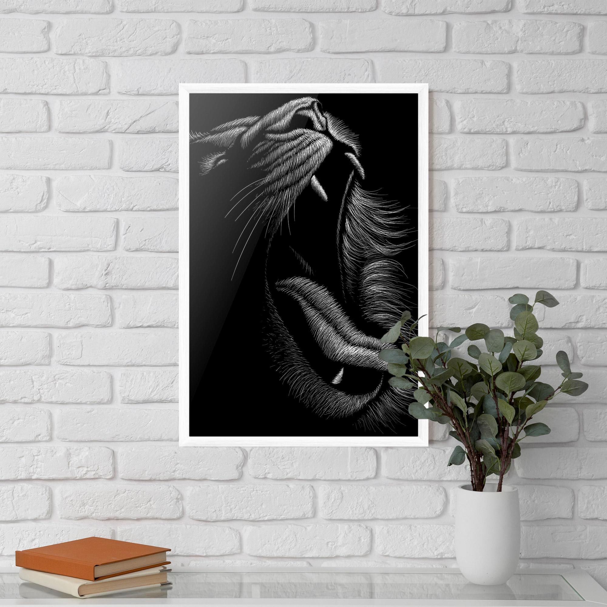 Keretezett Poszter Lion Bite Line mockup 5