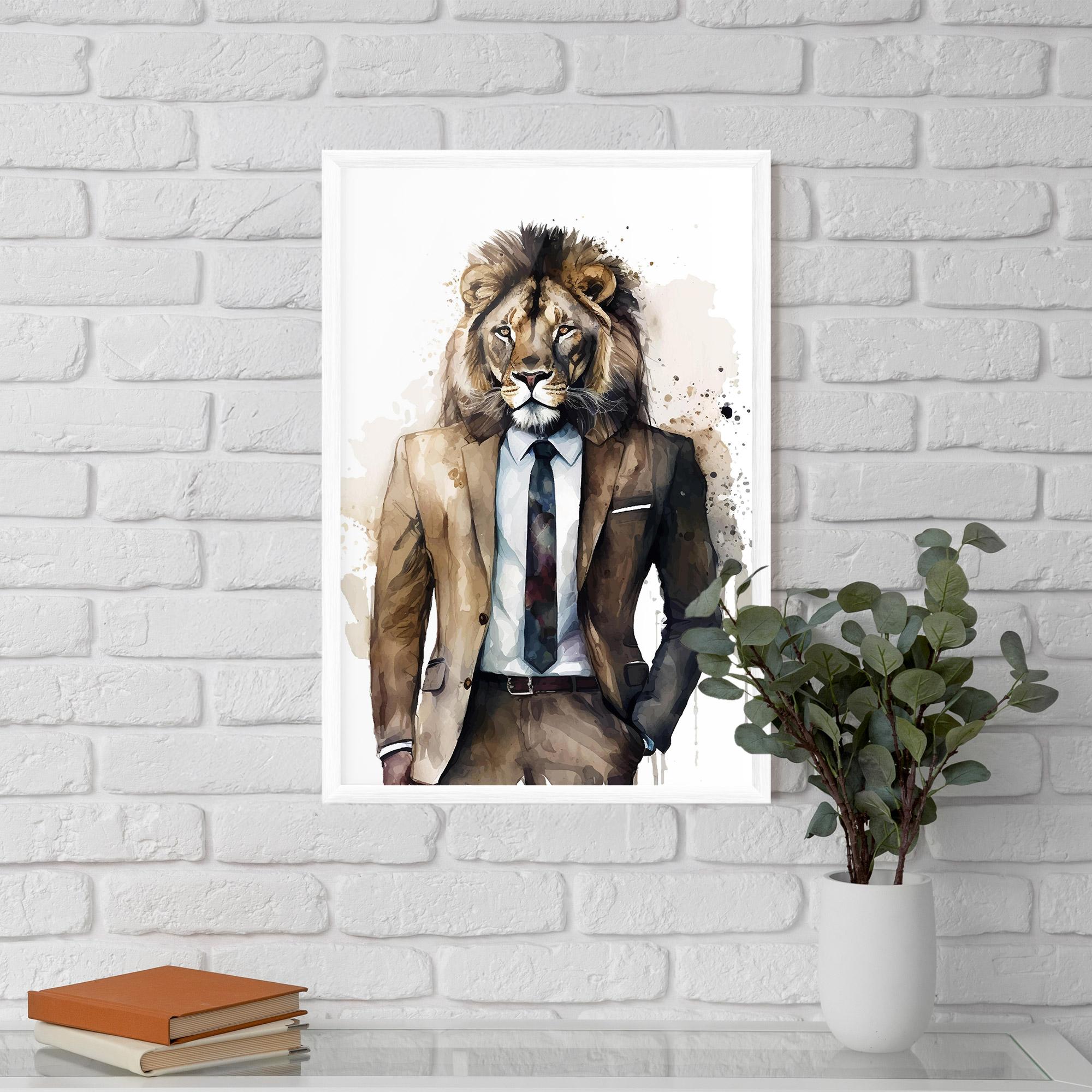 Keretezett Poszter Lion In Suit mockup 5