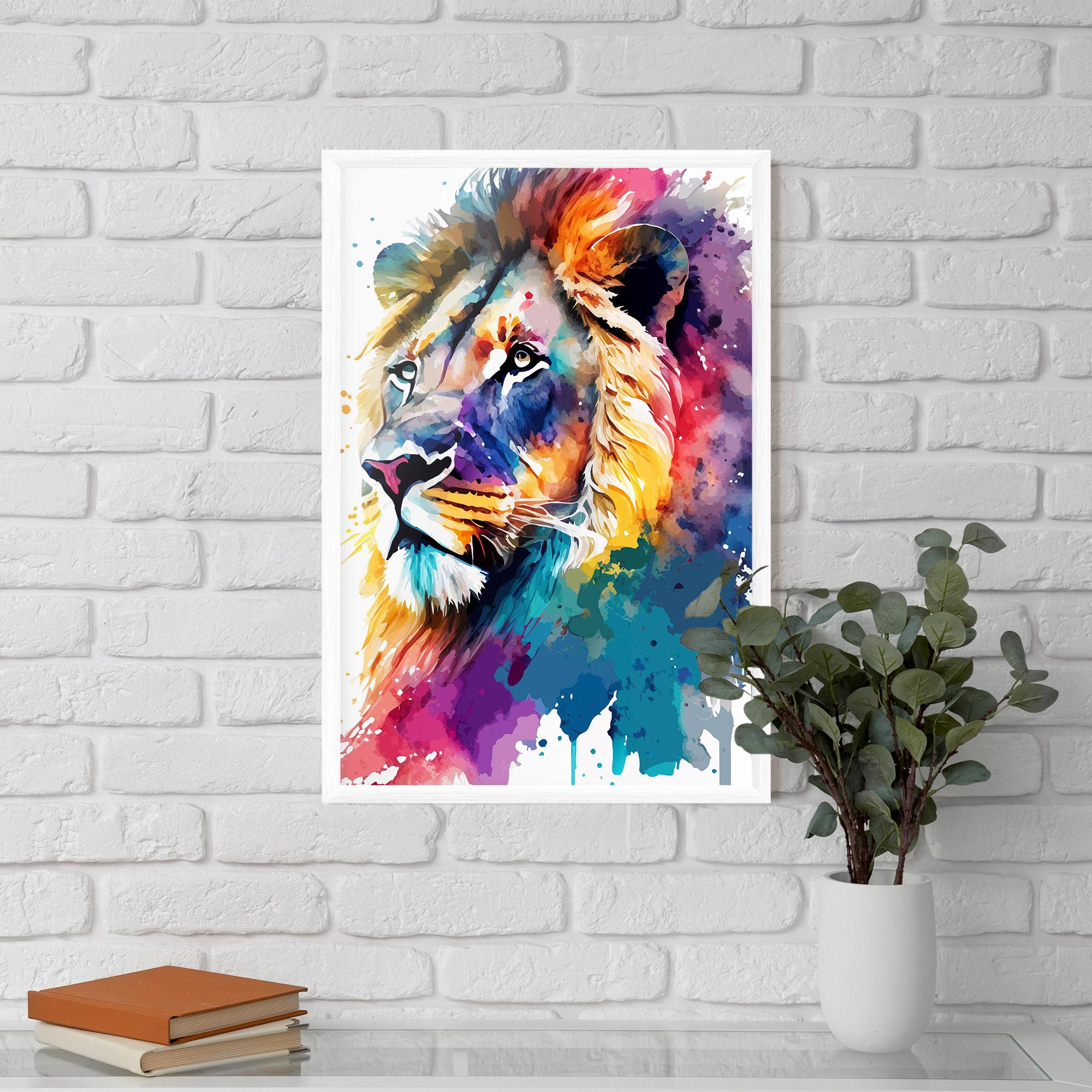 Keretezett Poszter Vibrant Color Lion mockup 5