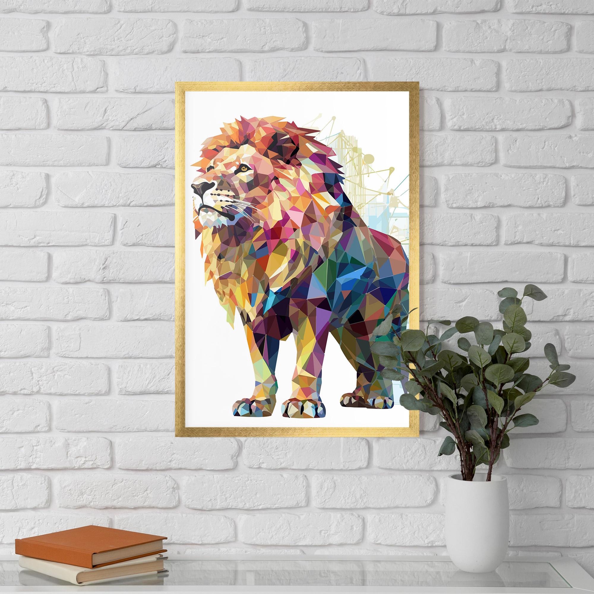 Keretezett Poszter Artistic Lion mockup 5