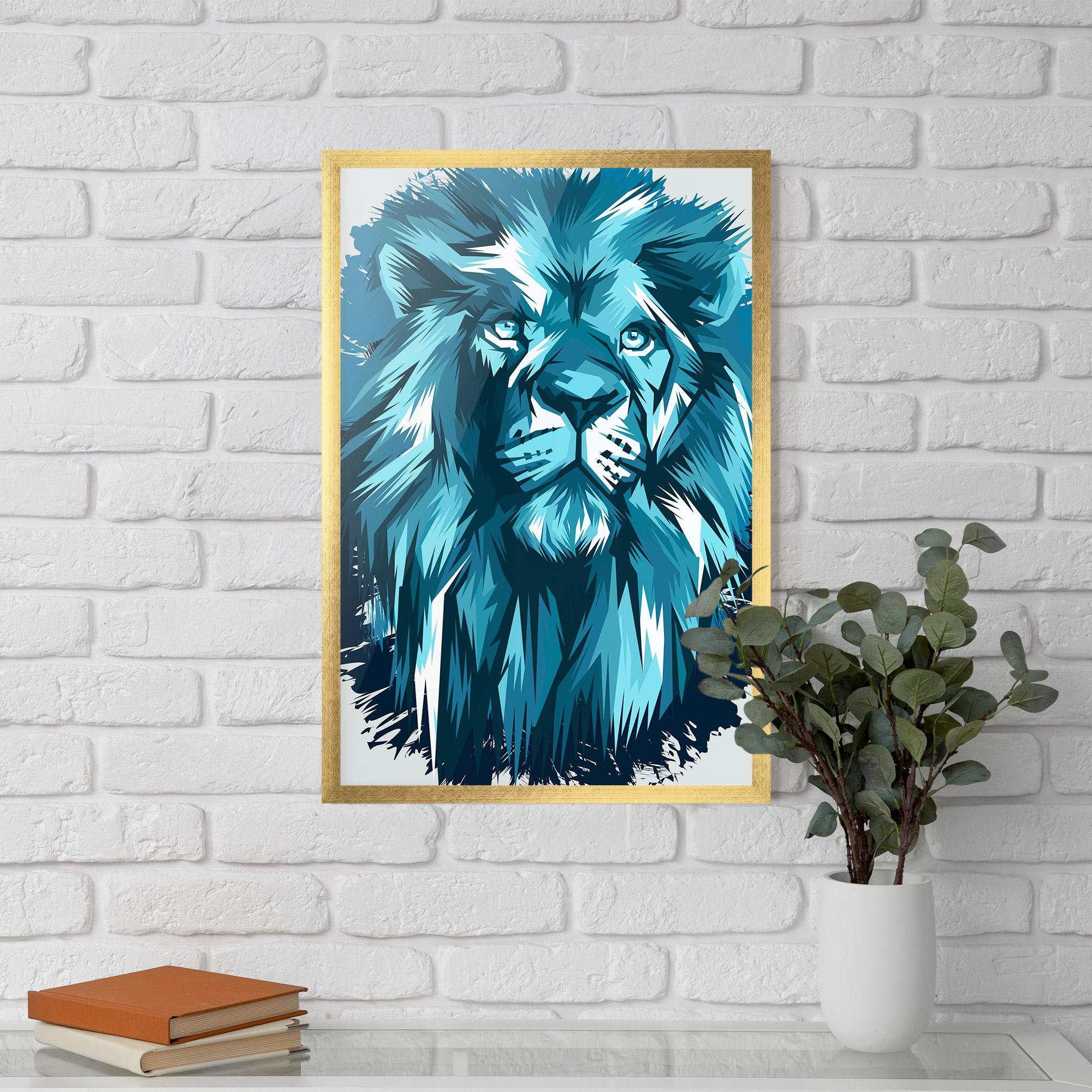 Keretezett Poszter Blue Lion Head mockup 5