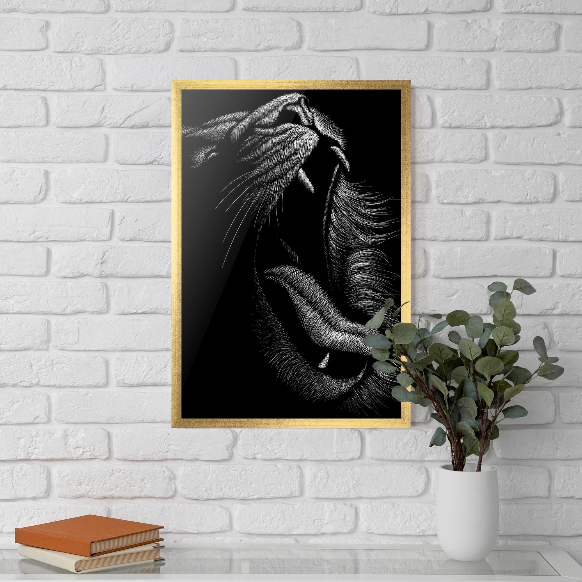 Keretezett Poszter Lion Bite Line mockup 5