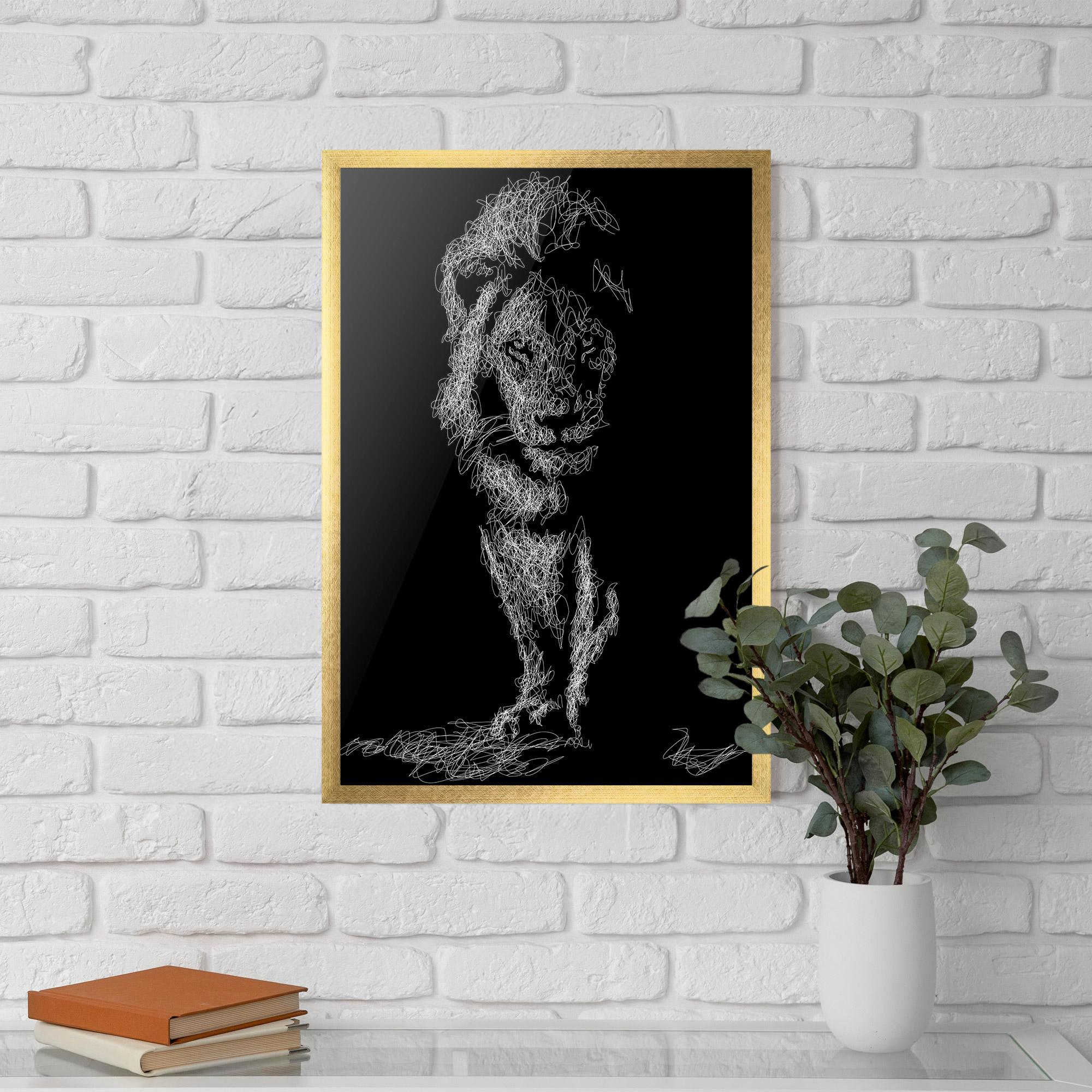 Keretezett Poszter Lion Signature mockup 5