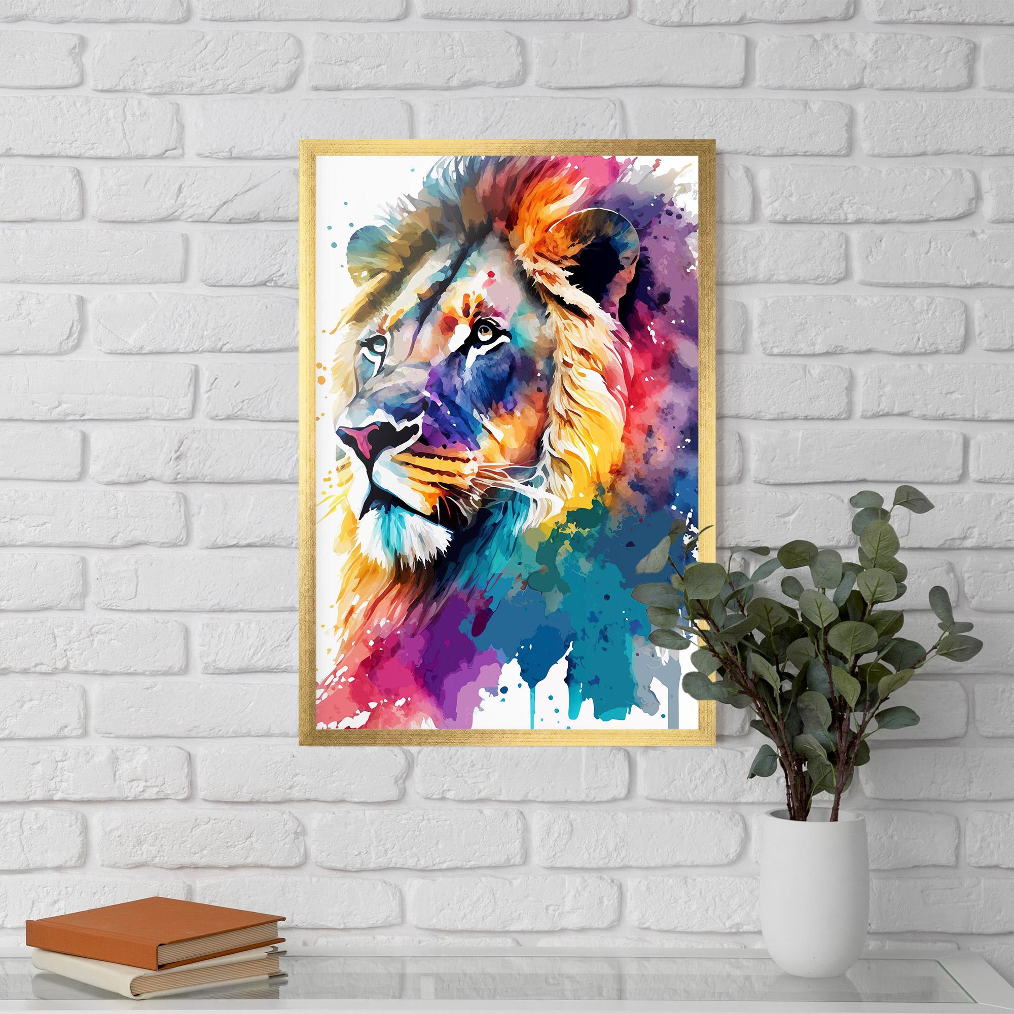 Keretezett Poszter Vibrant Color Lion mockup 5