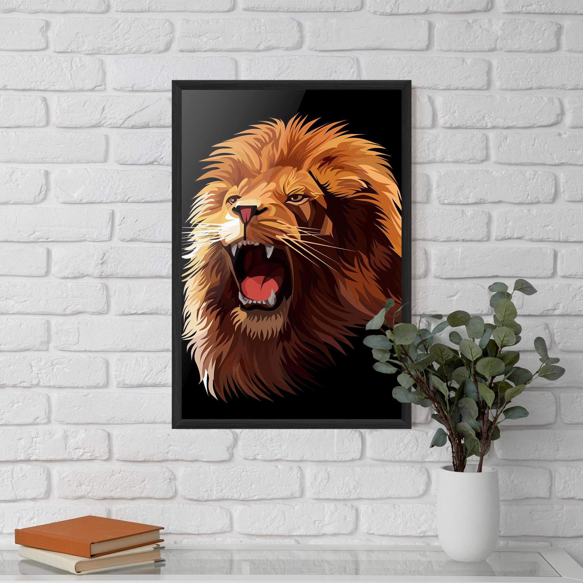 Keretezett Poszter Angry Lion Head mockup 5