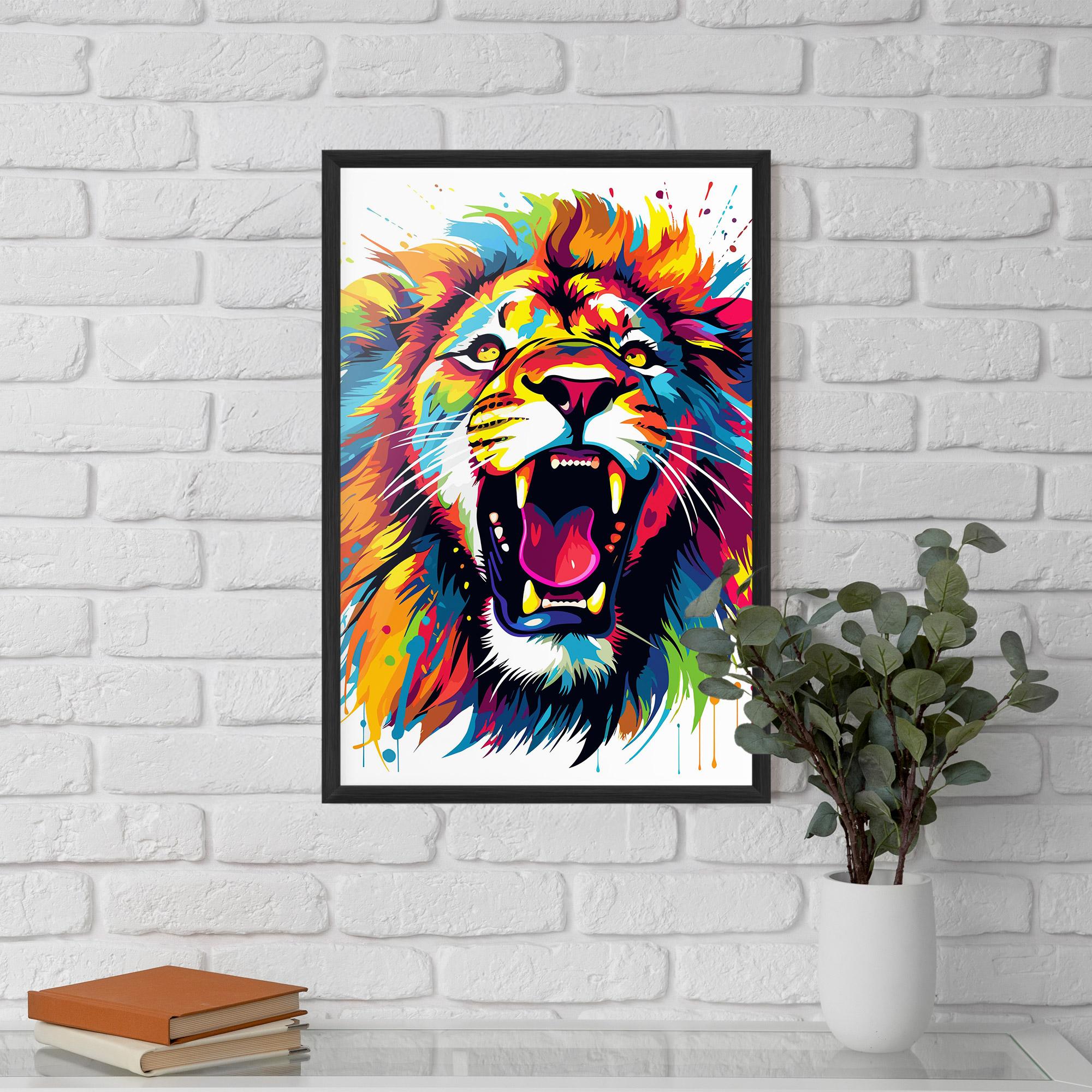 Keretezett Poszter Angry Lion Mix mockup 5