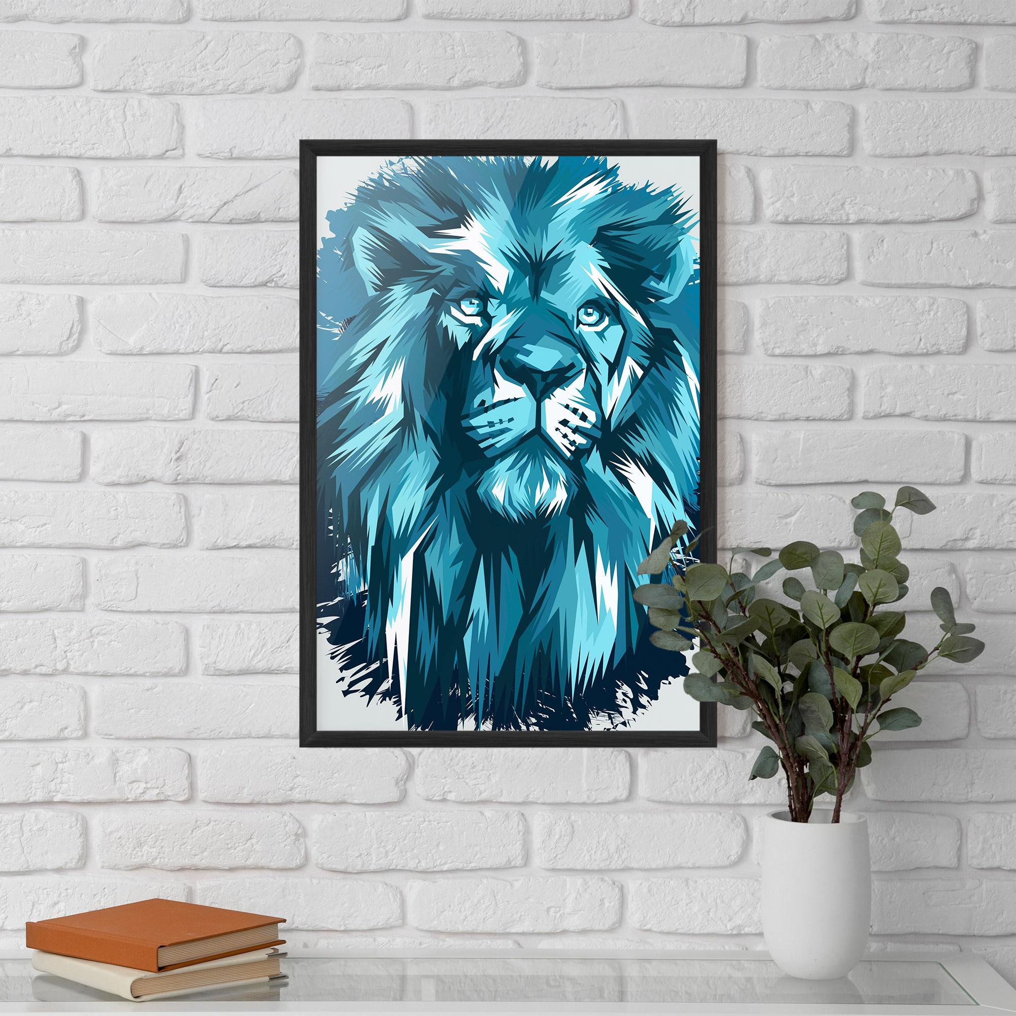 Keretezett Poszter Blue Lion Head mockup 5