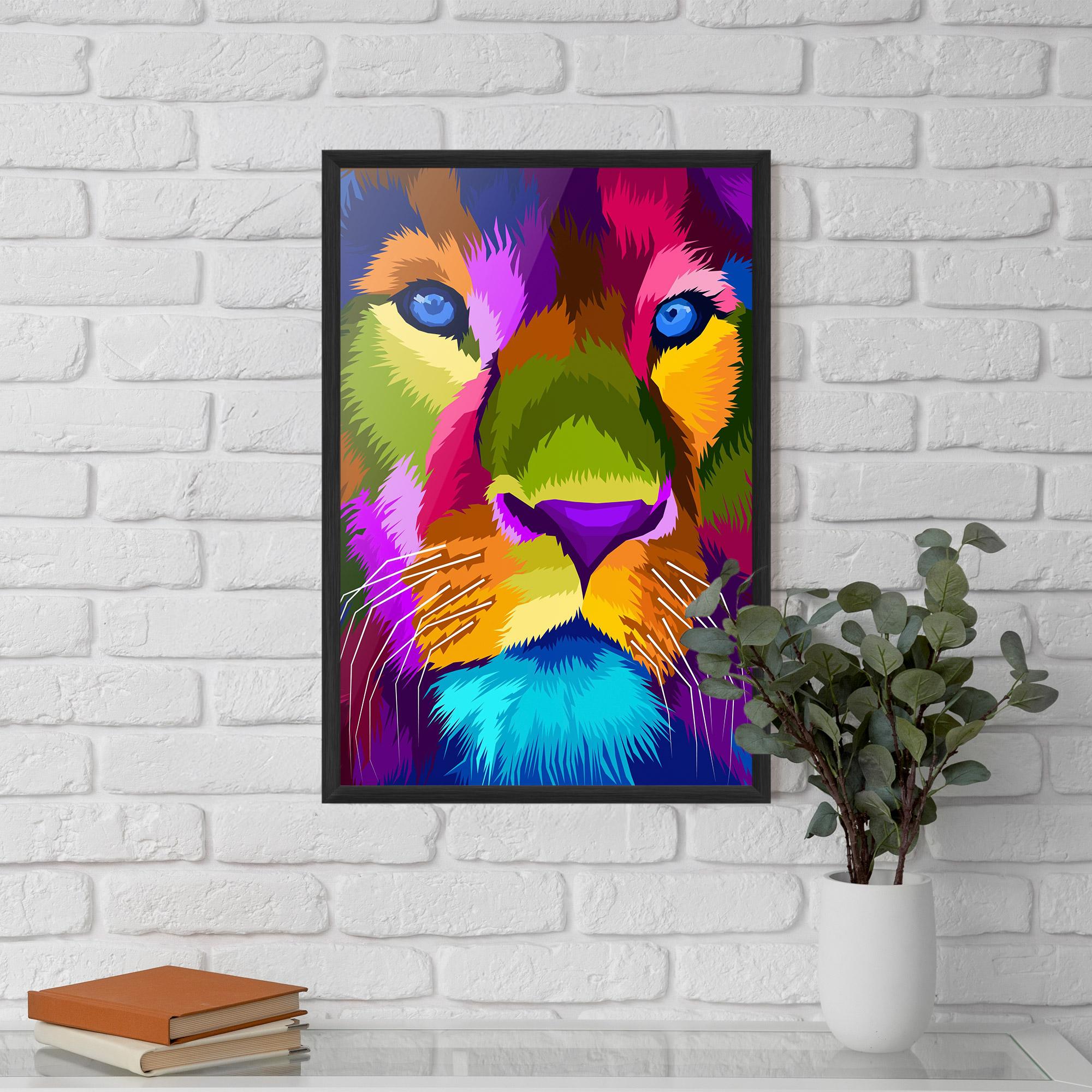 Keretezett Poszter Color Lion Close Up mockup 5