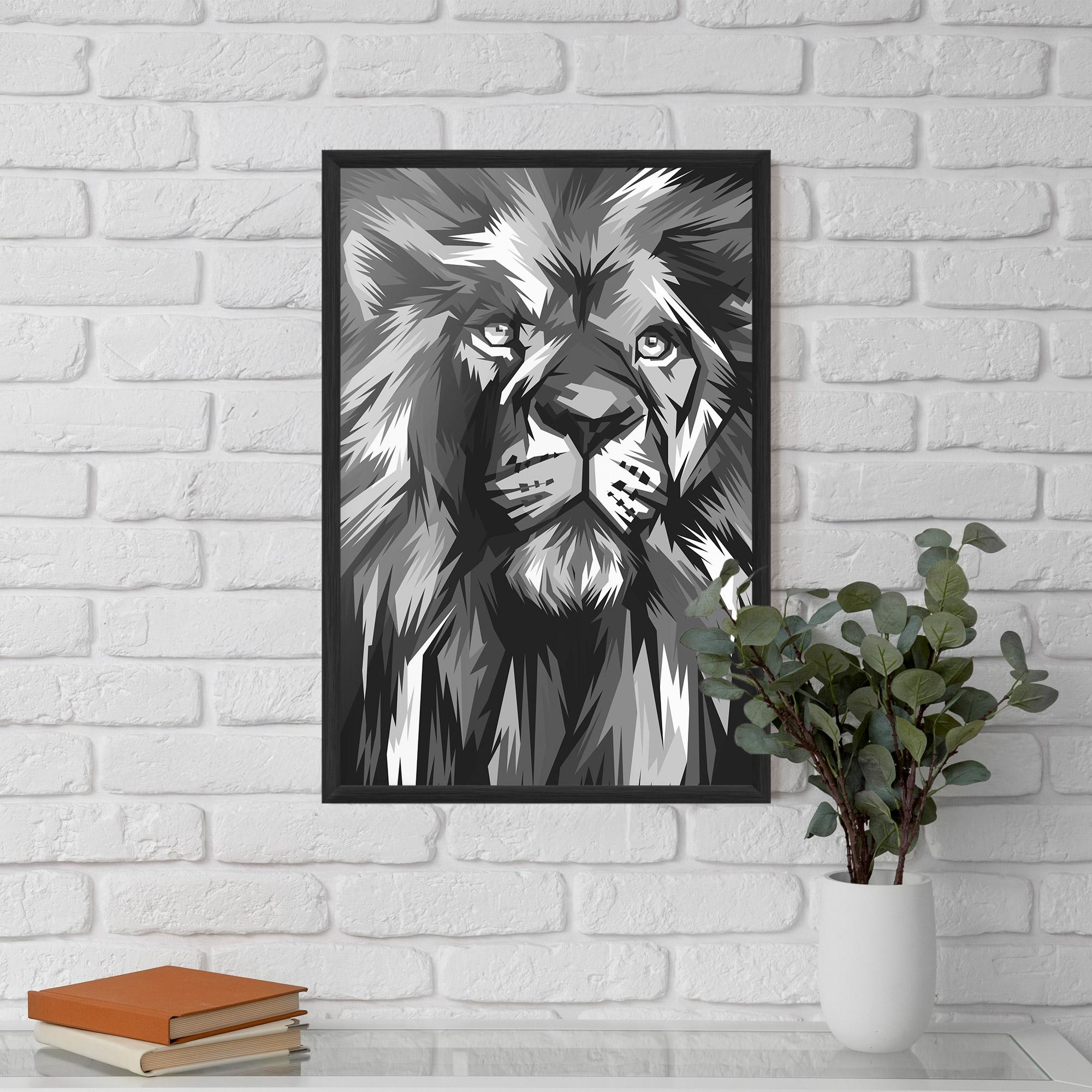Keretezett Poszter Grey Head Lion mockup 5