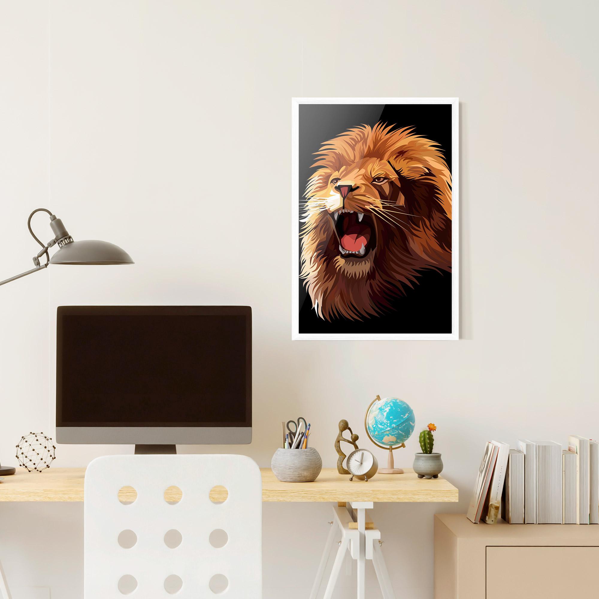 Keretezett Poszter Angry Lion Head mockup 6