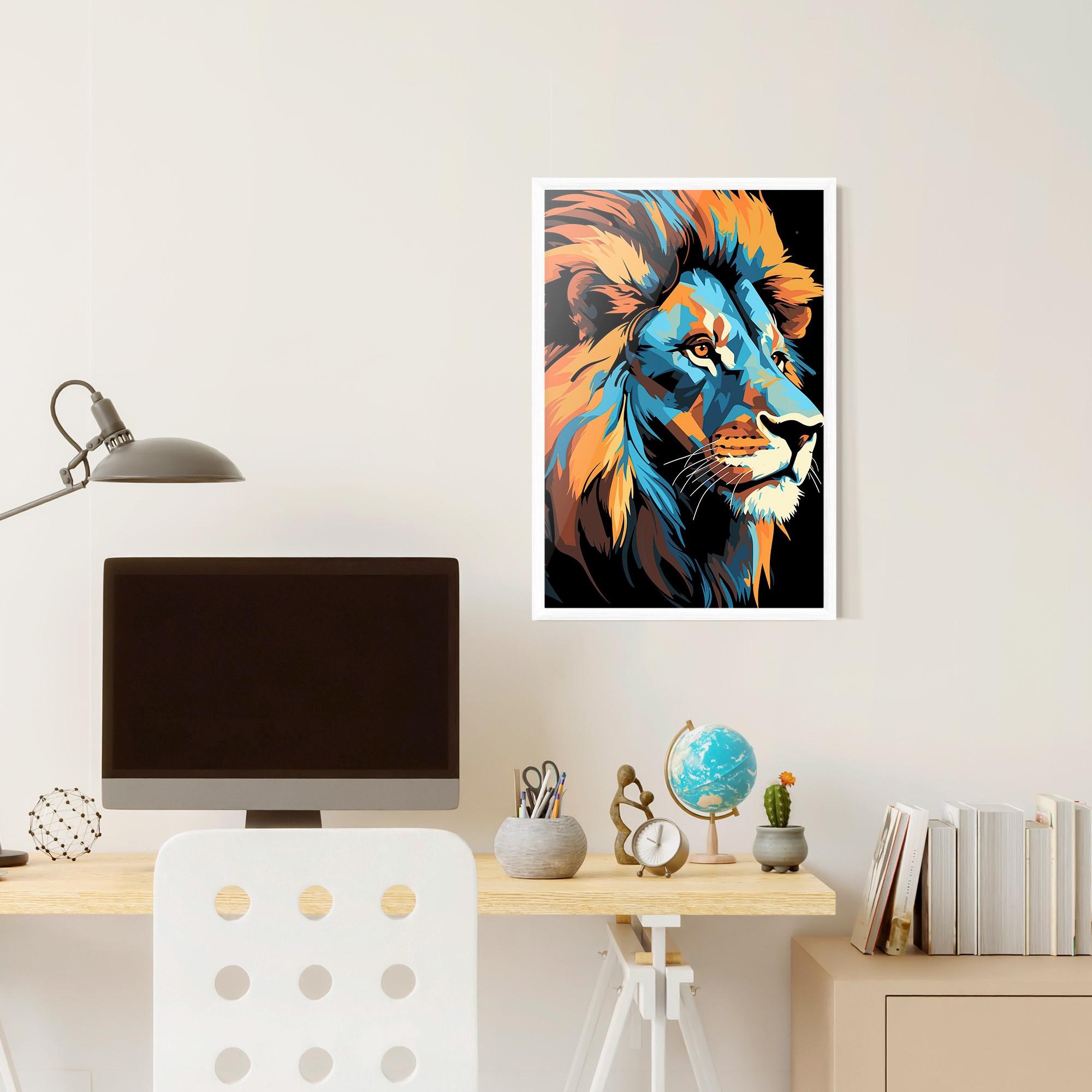 Keretezett Poszter Blue Yellow Lion mockup 6