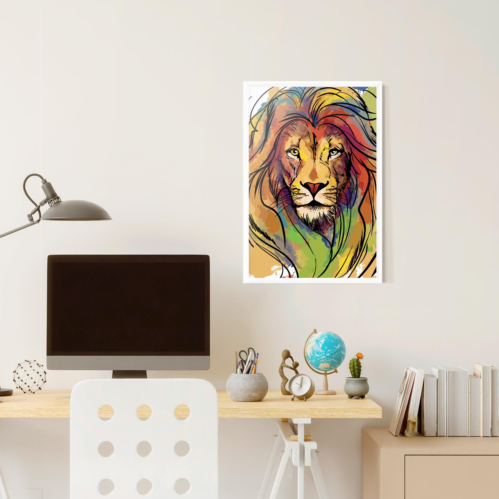 Keretezett Poszter Drawn Lion mockup 6