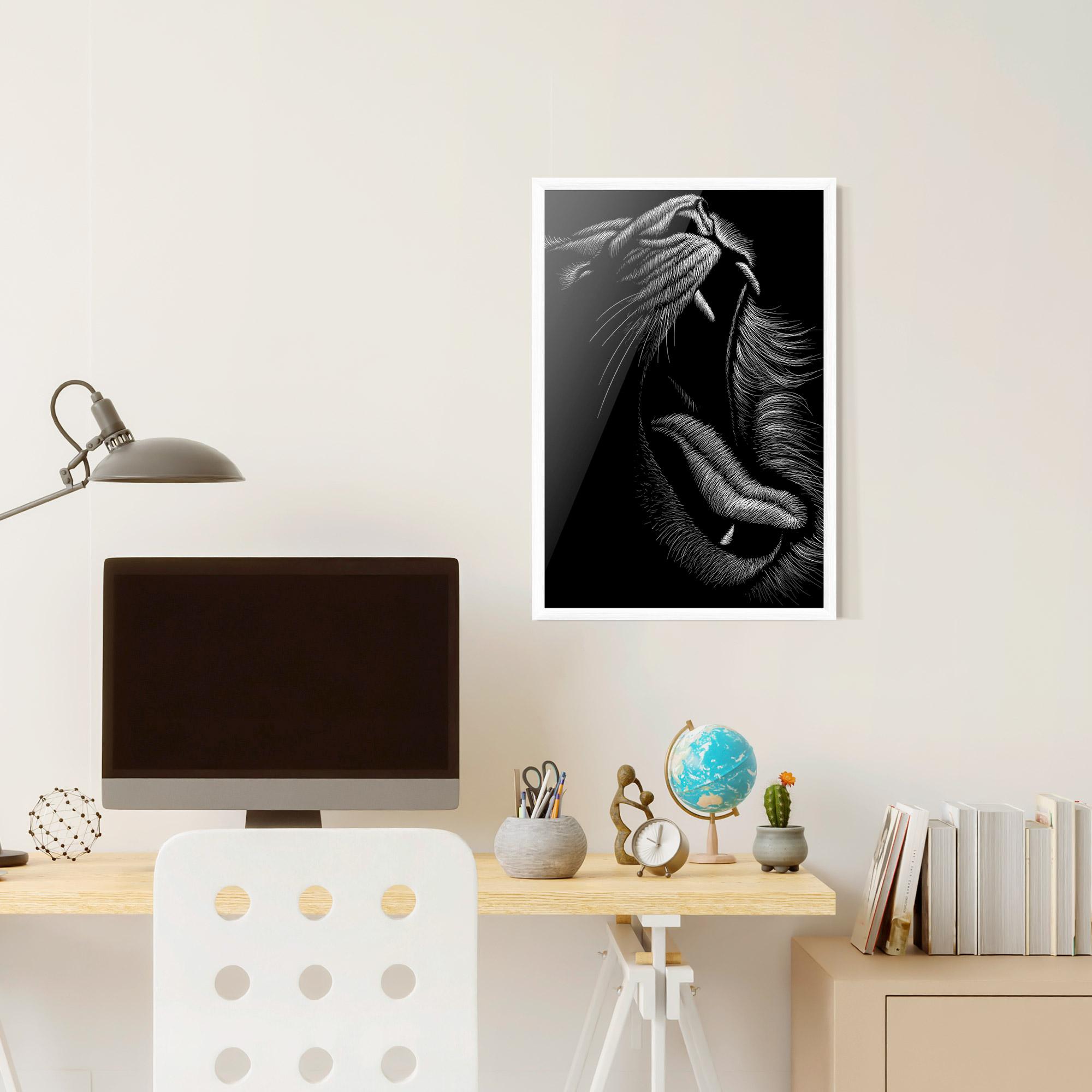 Keretezett Poszter Lion Bite Line mockup 6