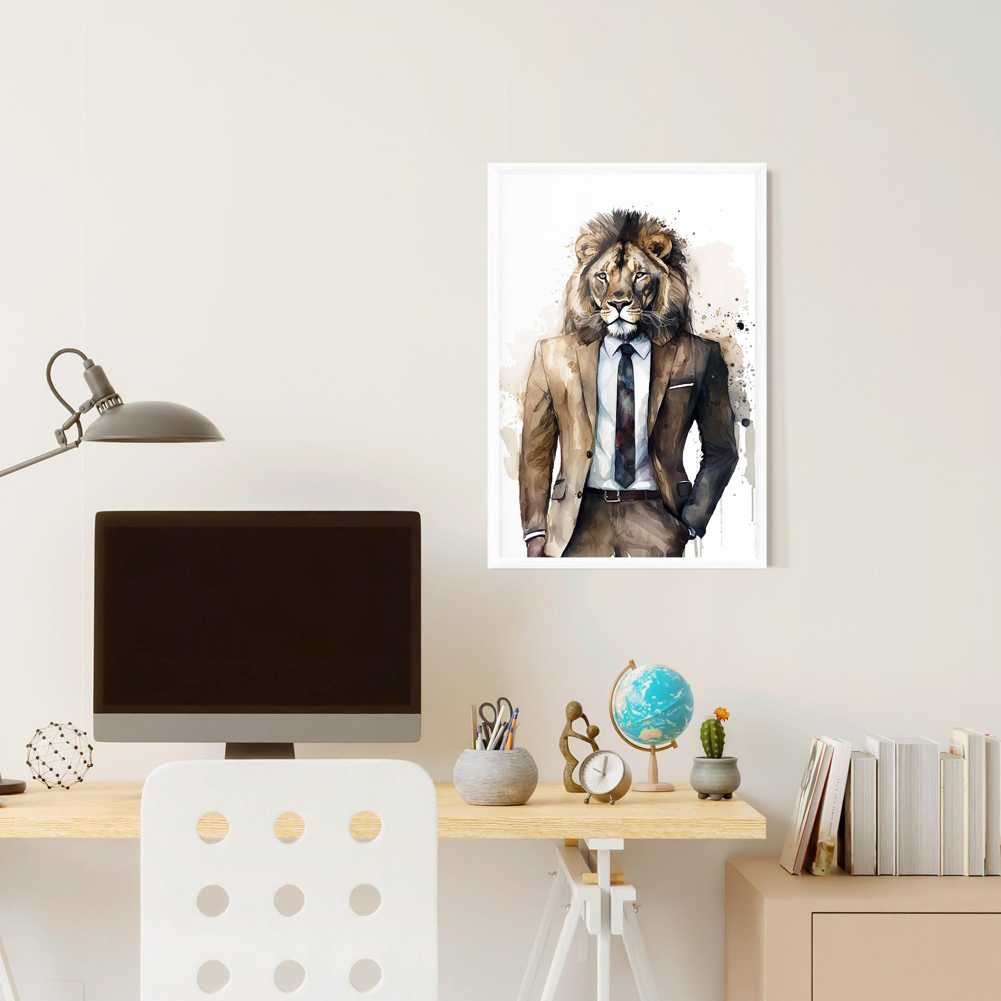 Keretezett Poszter Lion In Suit mockup 6