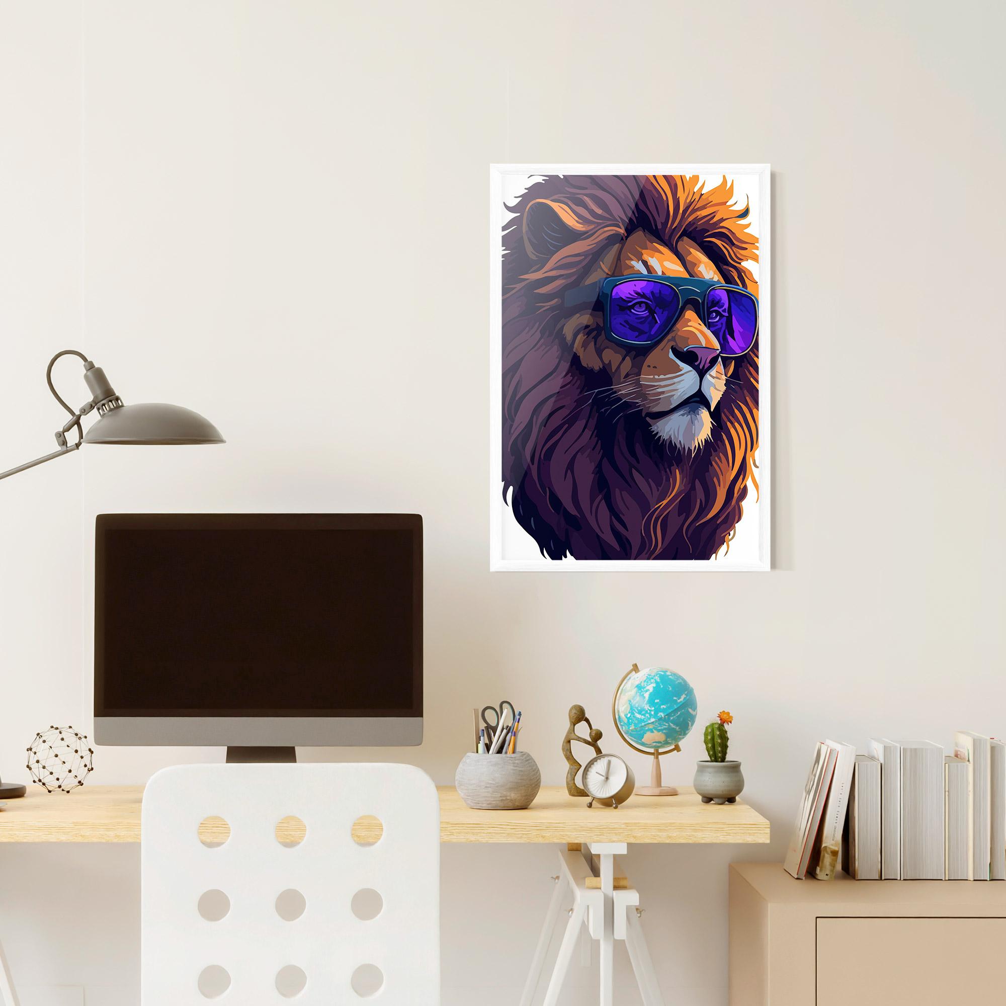 Keretezett Poszter Purple Glassesc Lion mockup 6