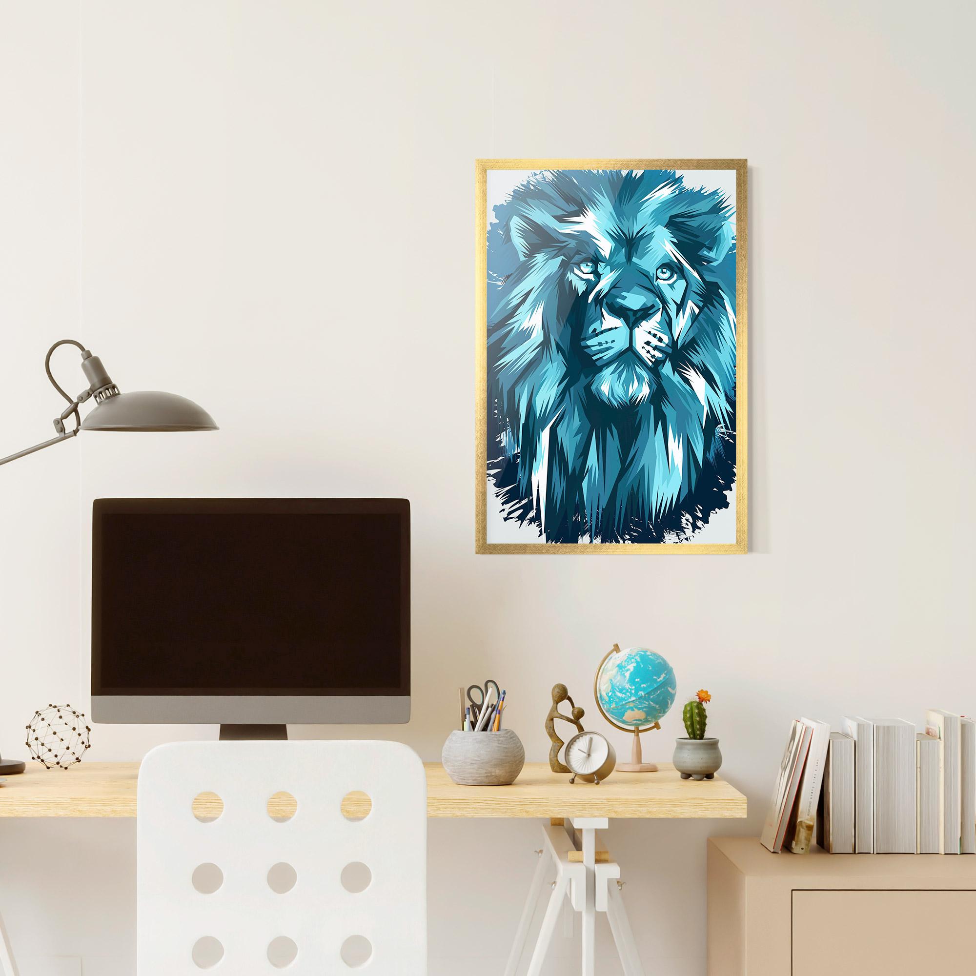 Keretezett Poszter Blue Lion Head mockup 6