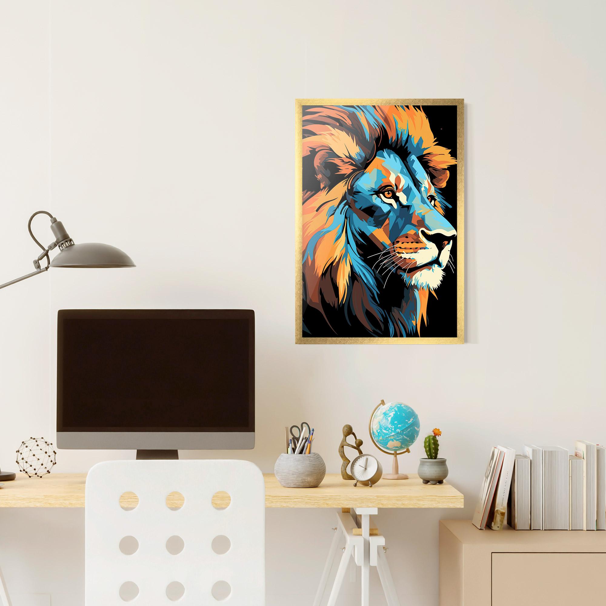Keretezett Poszter Blue Yellow Lion mockup 6