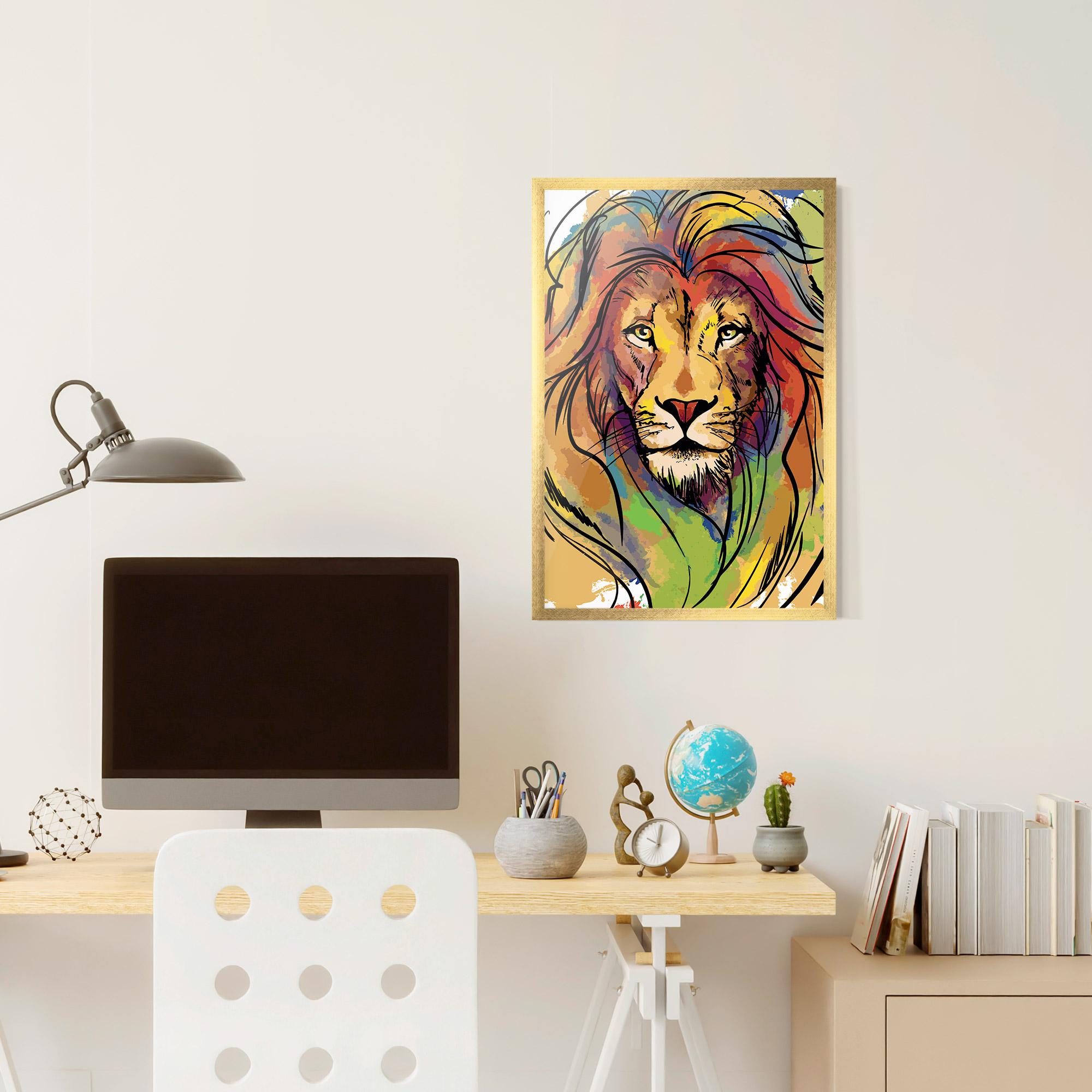 Keretezett Poszter Drawn Lion mockup 6