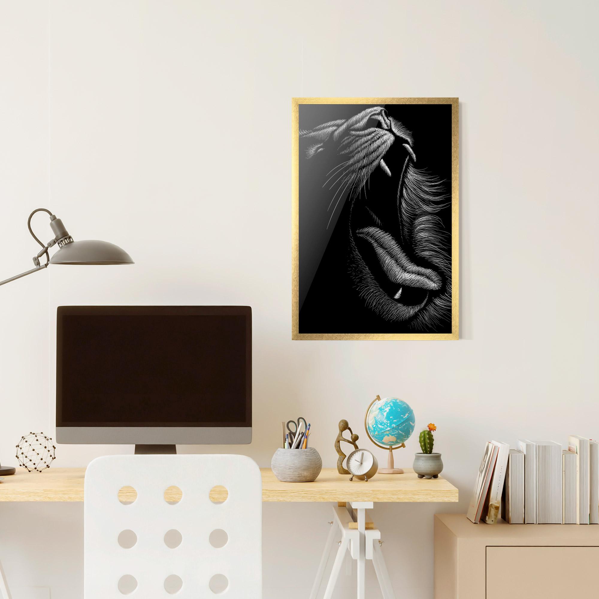 Keretezett Poszter Lion Bite Line mockup 6