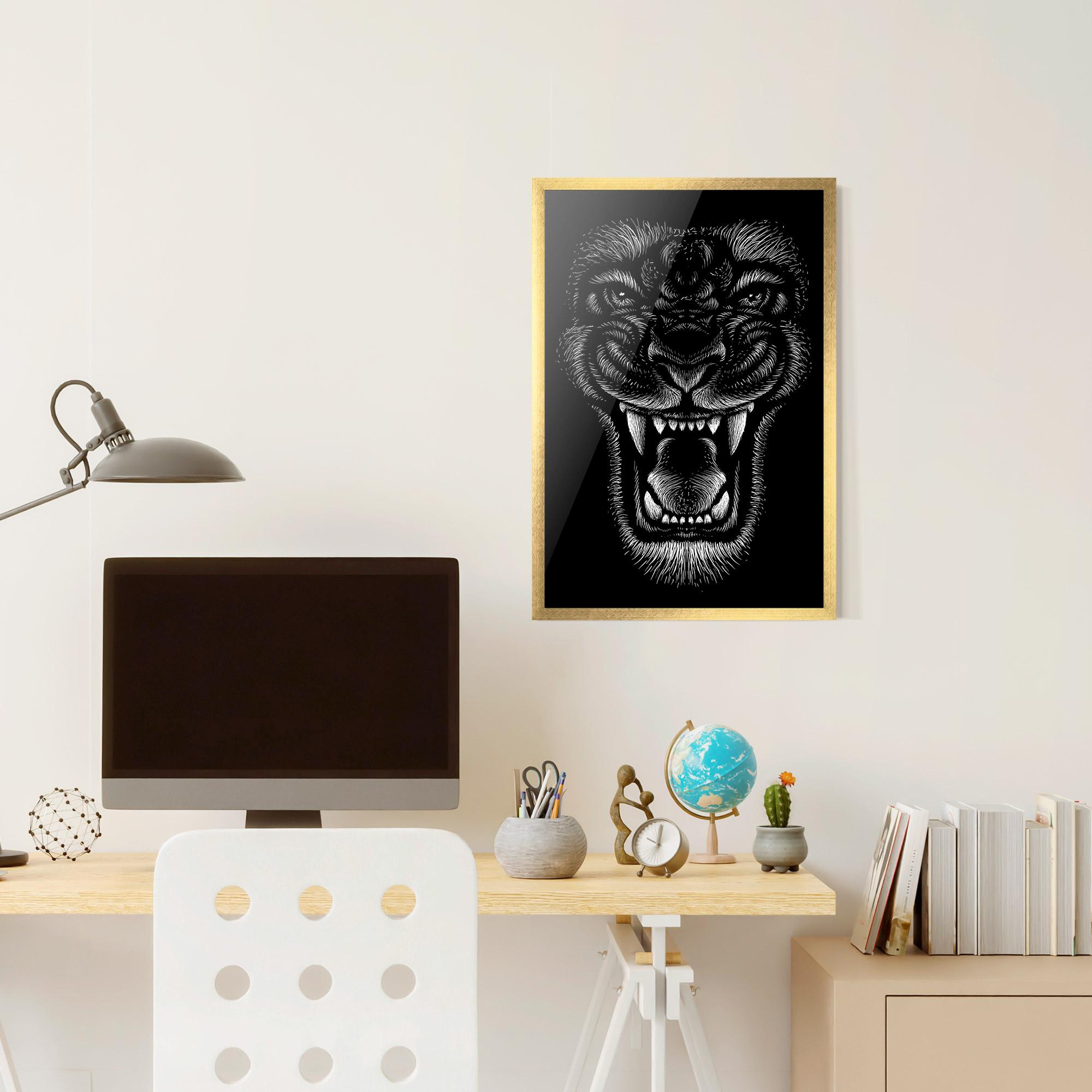 Keretezett Poszter Lion Bite mockup 6