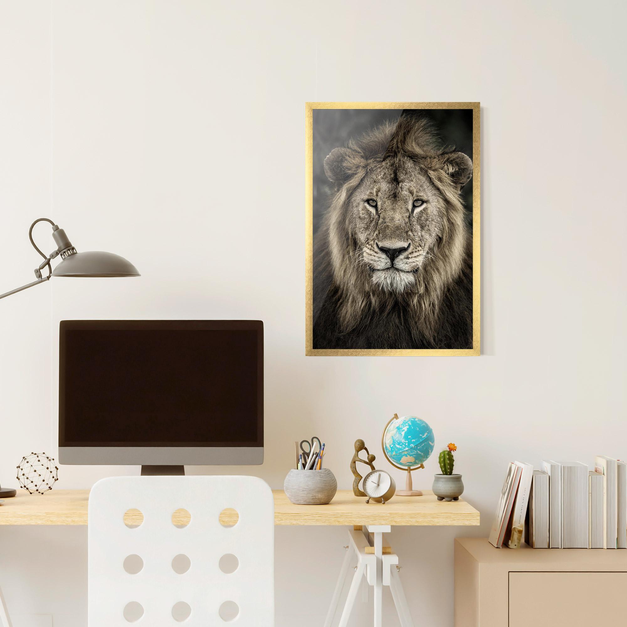 Keretezett Poszter Lion Close Up mockup 6