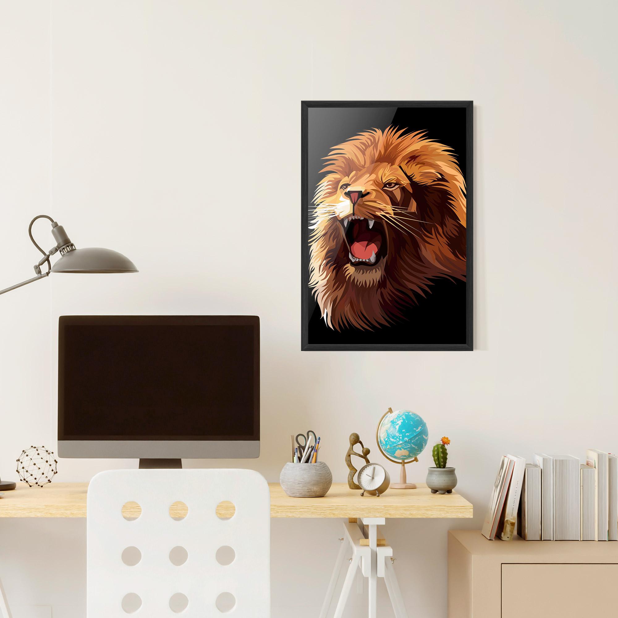 Keretezett Poszter Angry Lion Head mockup 6