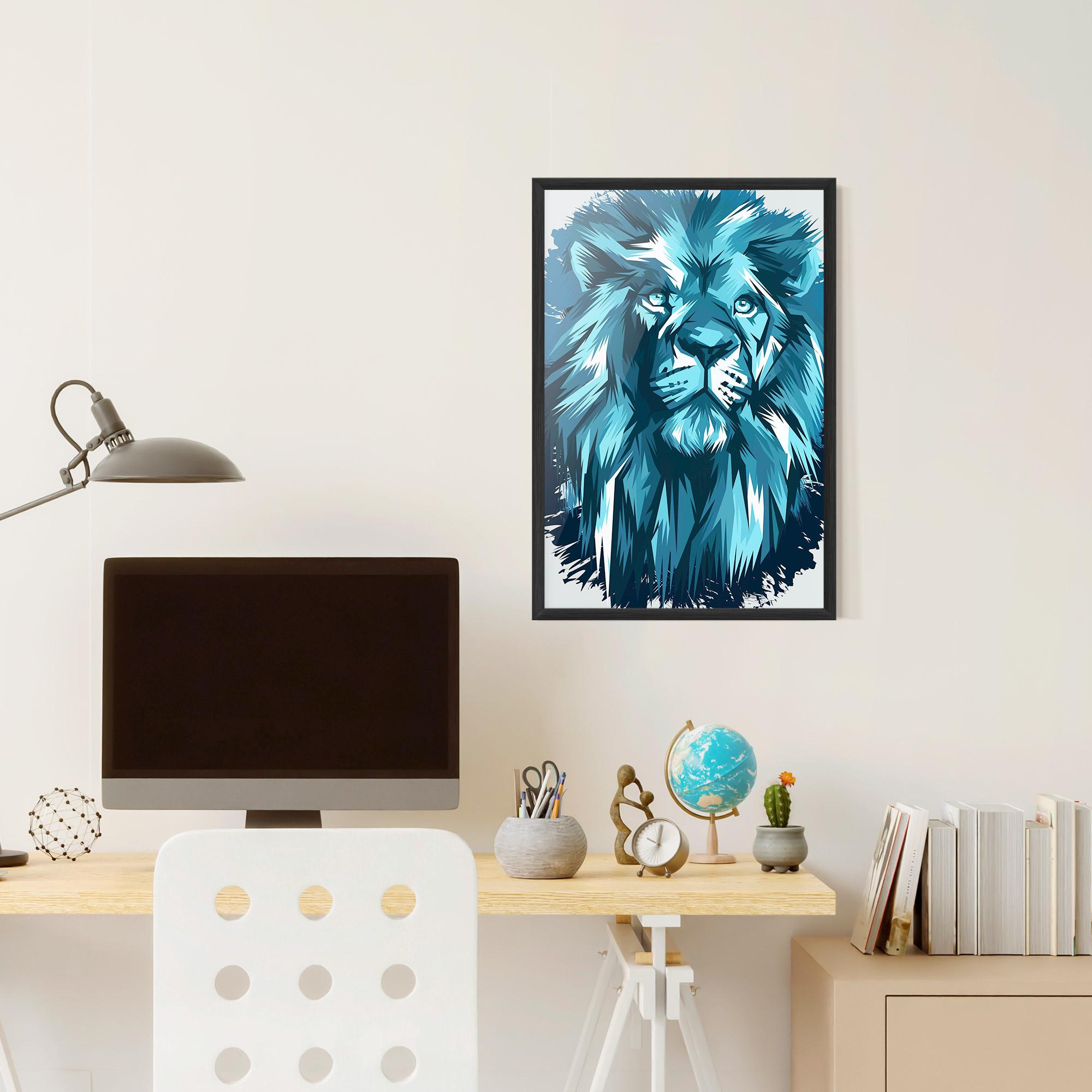 Keretezett Poszter Blue Lion Head mockup 6