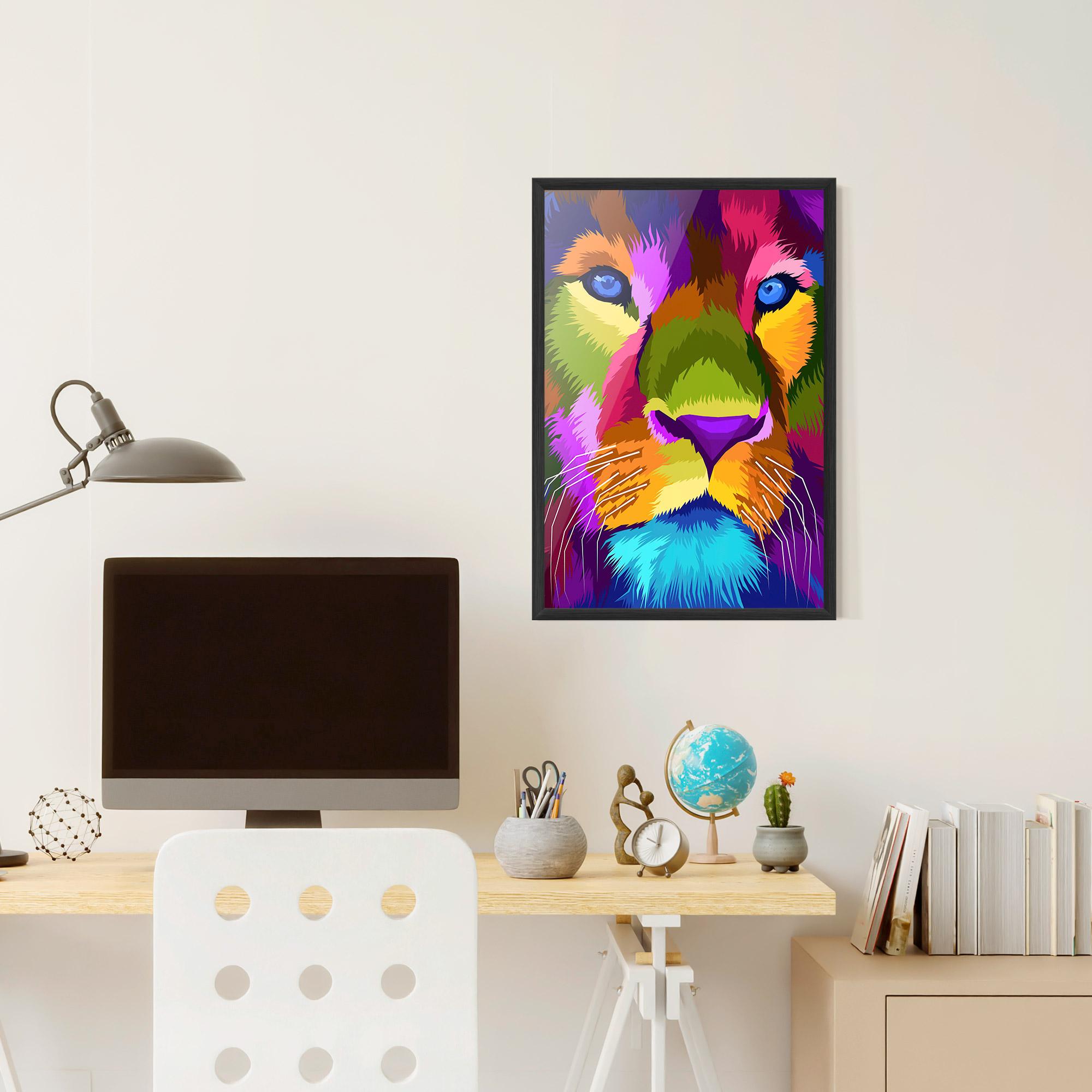 Keretezett Poszter Color Lion Close Up mockup 6