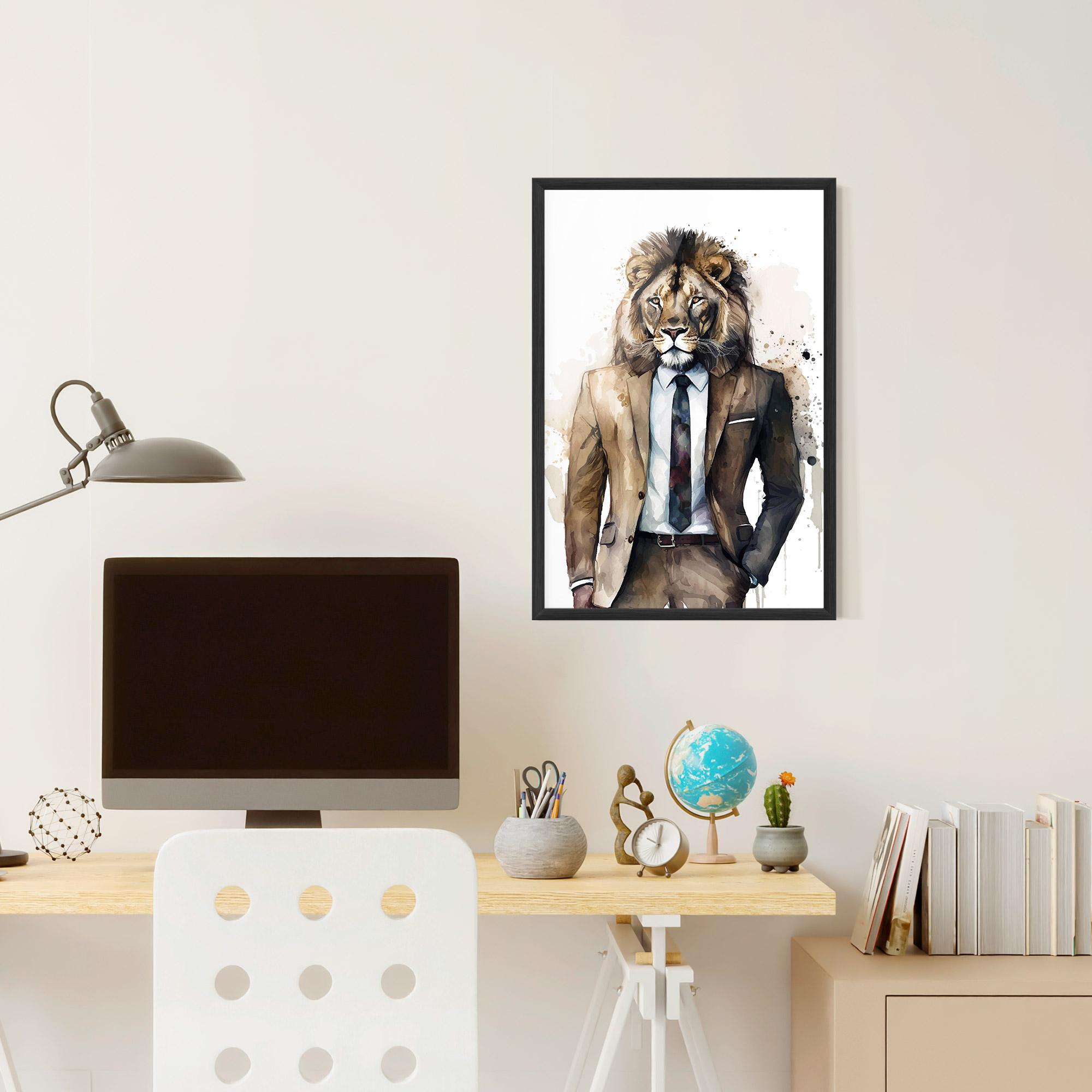 Keretezett Poszter Lion In Suit mockup 6