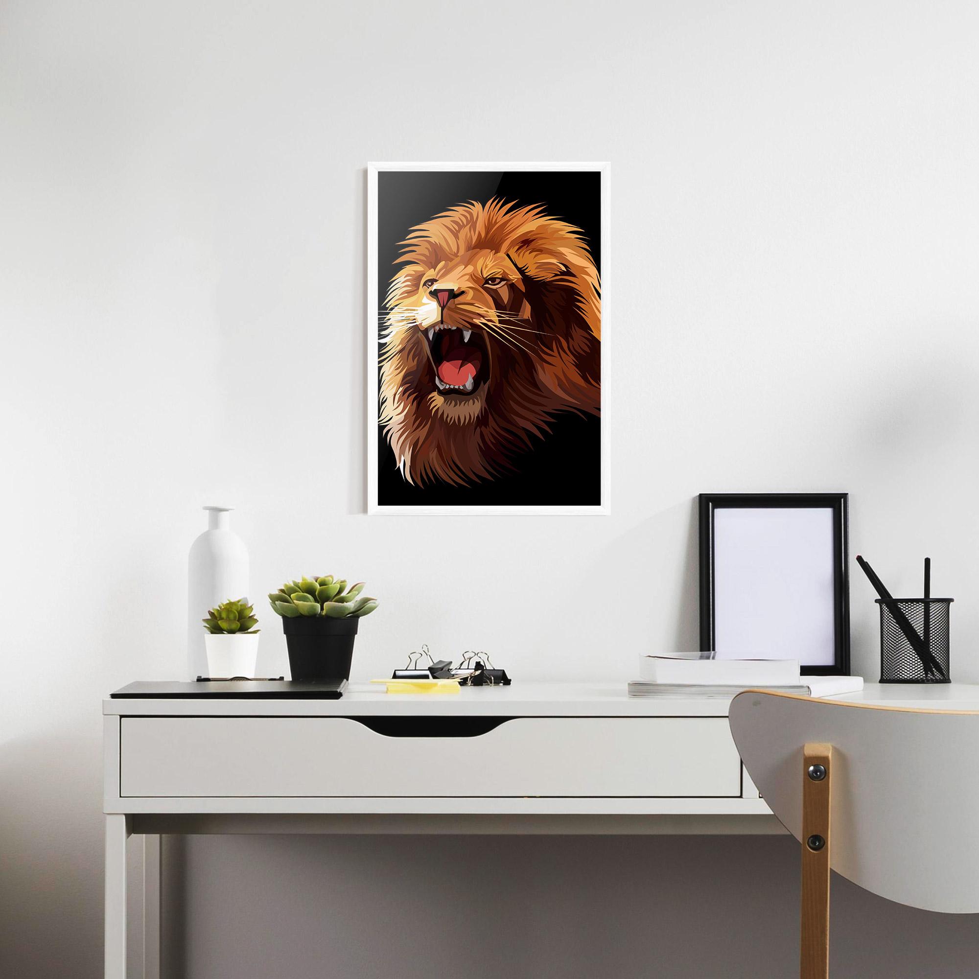 Keretezett Poszter Angry Lion Head mockup 7