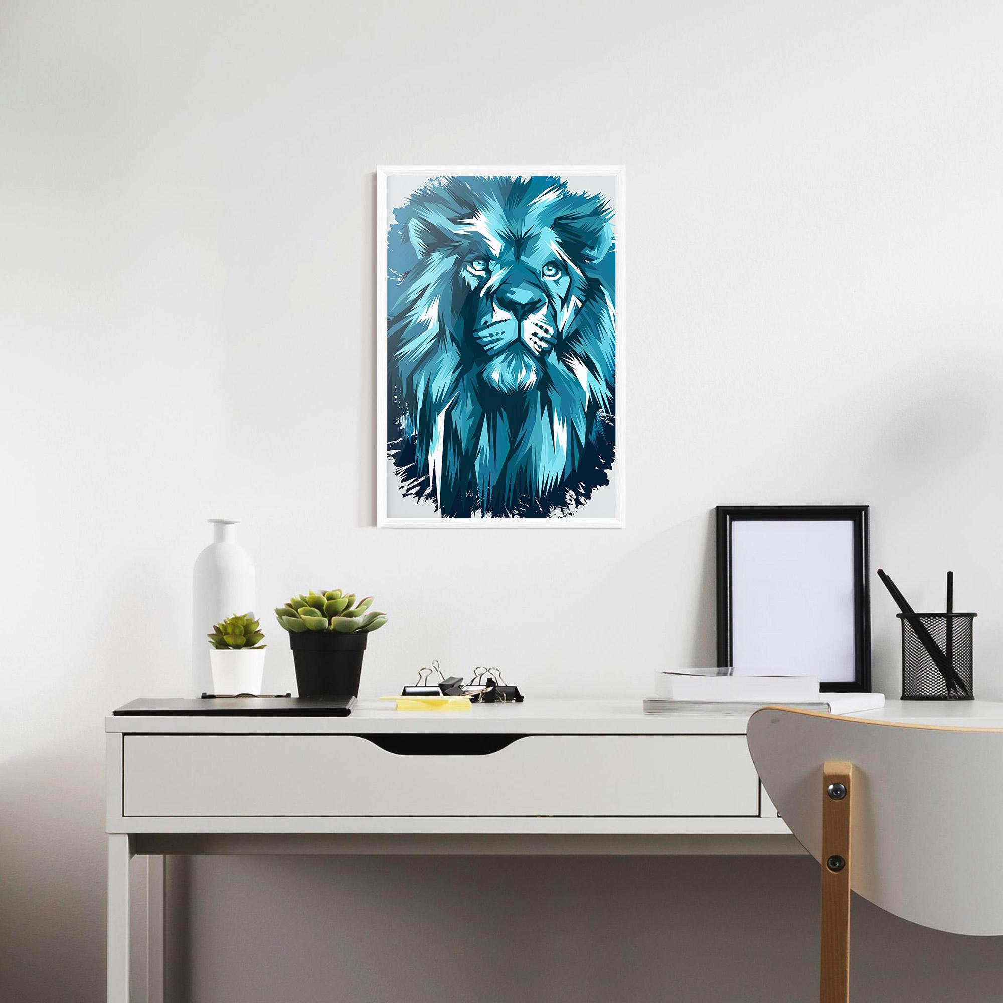 Keretezett Poszter Blue Lion Head mockup 7