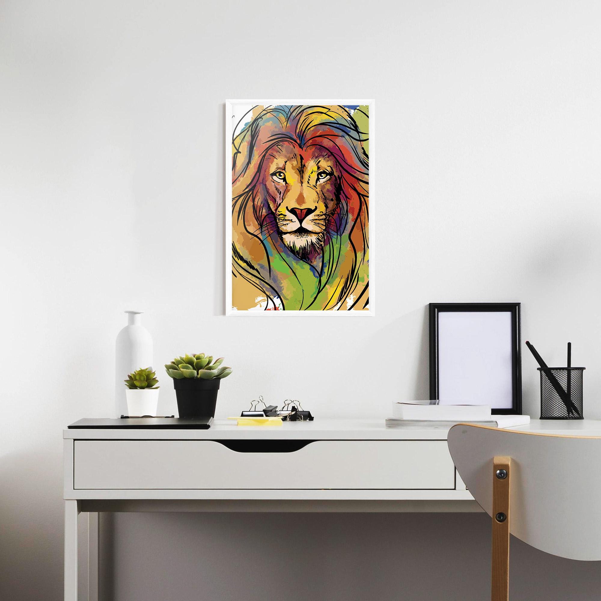 Keretezett Poszter Drawn Lion mockup 7