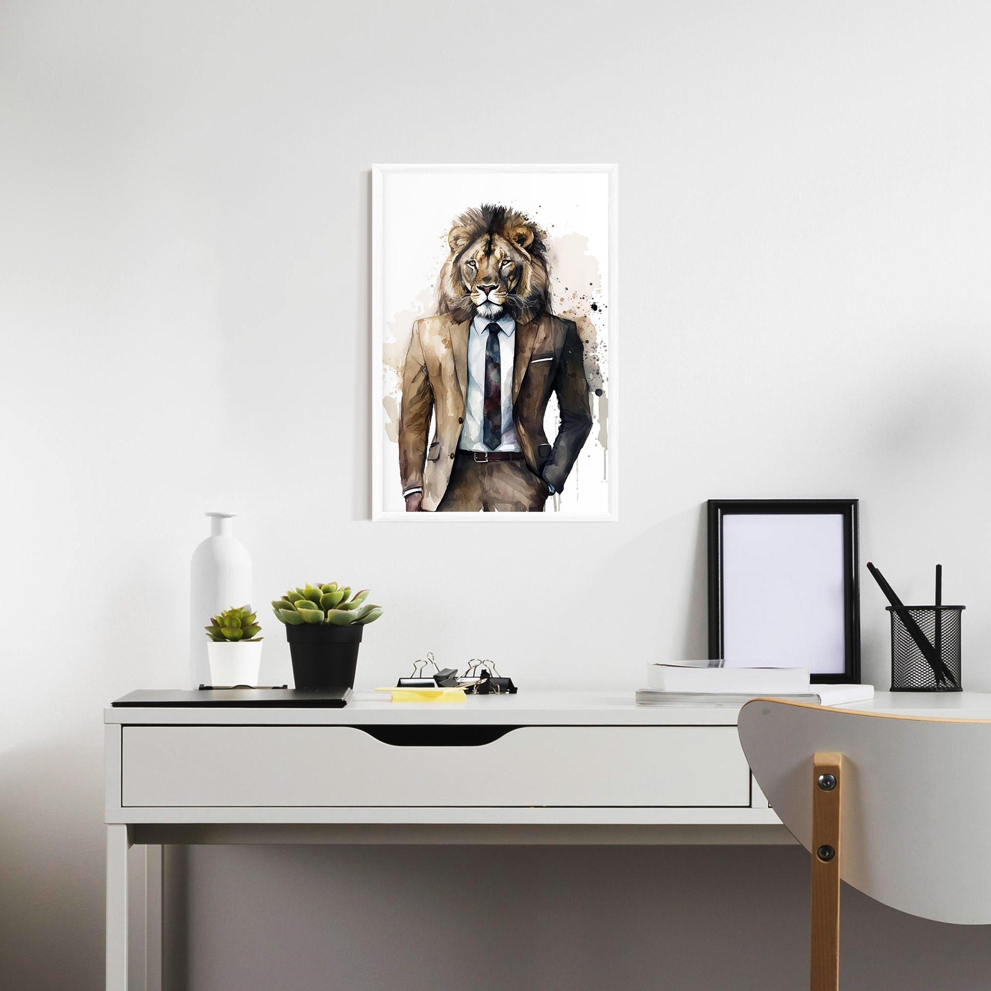 Keretezett Poszter Lion In Suit mockup 7