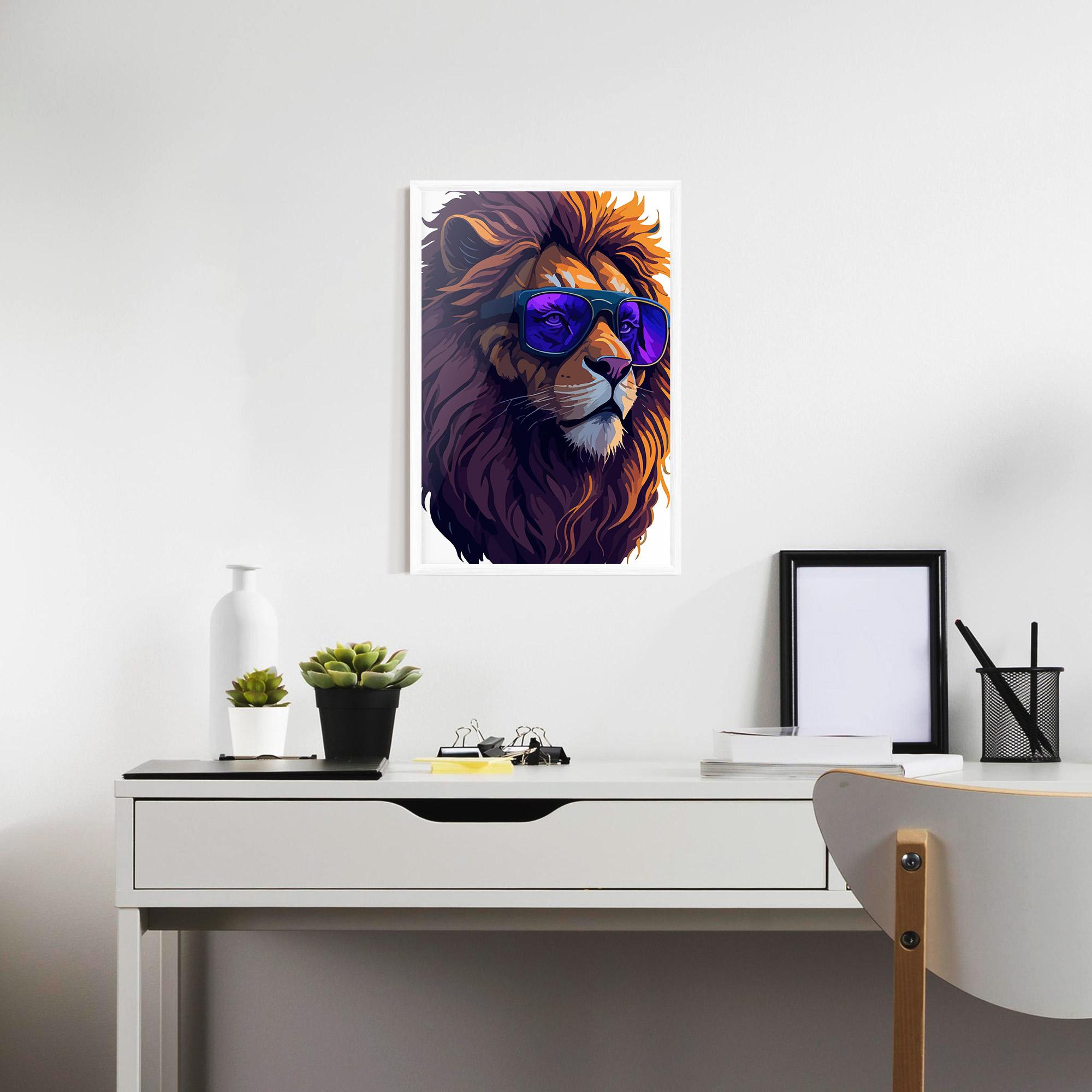 Keretezett Poszter Purple Glassesc Lion mockup 7